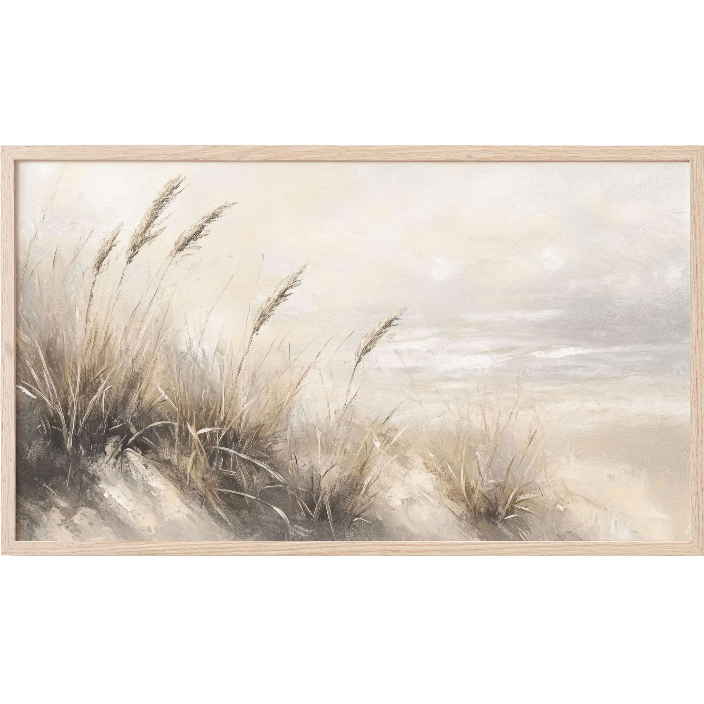 Serene sandy grasses in soft beige and gray tones, captured in elegant summer Frame TV Art for refined spaces