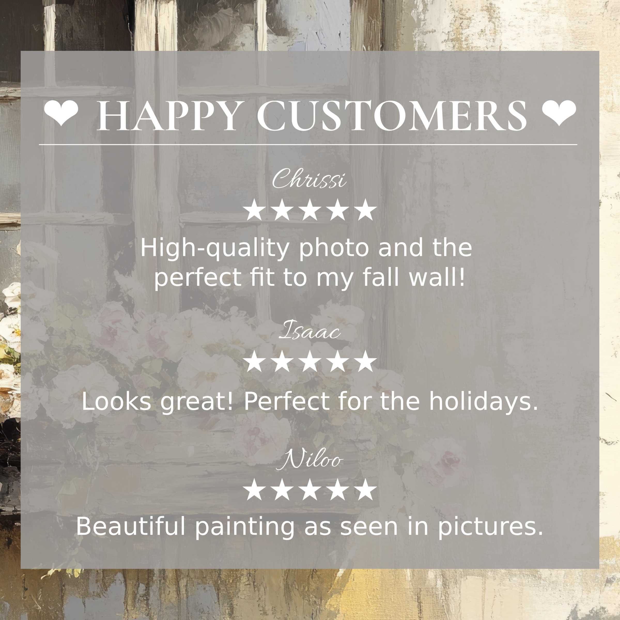 Farmhouse art for Frame TV with floral, muted tones; trusted by happy customers highlighting elegant style and reviews