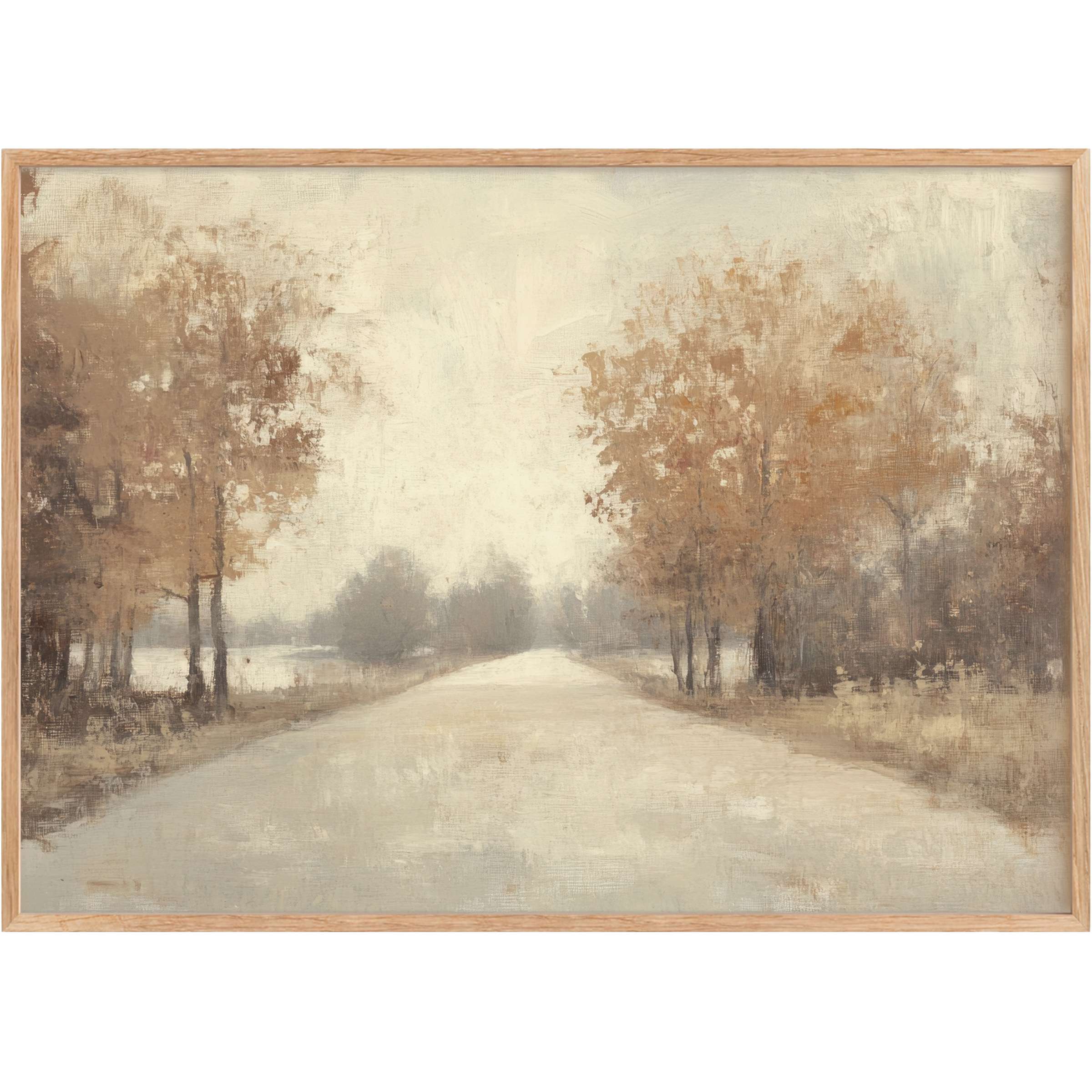 Serene fall printable wall art featuring muted ochres and soft greys, evoking a calm, timeless autumnal ambiance