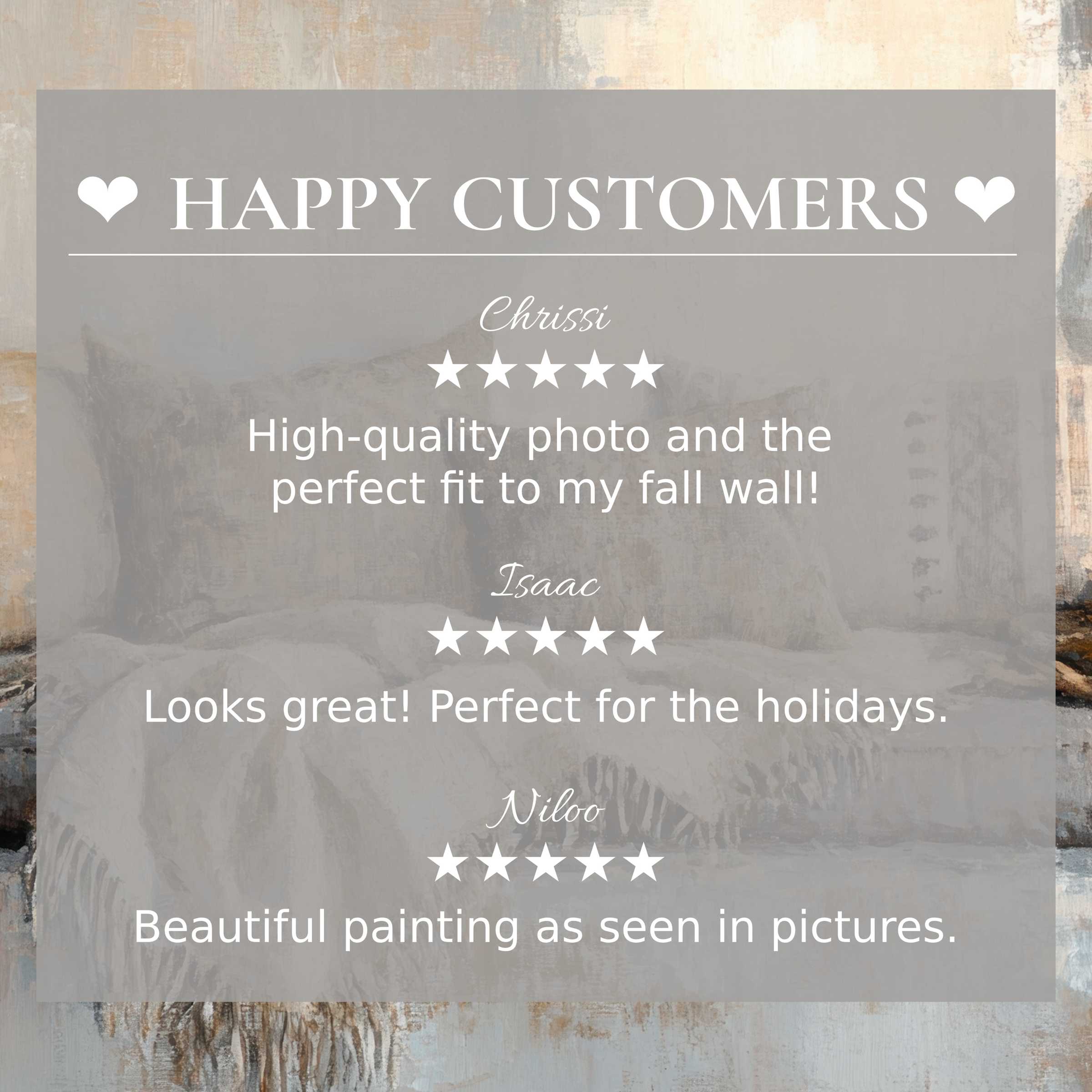 Boho art for Frame TV with abstract sunset hues, featuring happy customer reviews and an elegant home decor vibe
