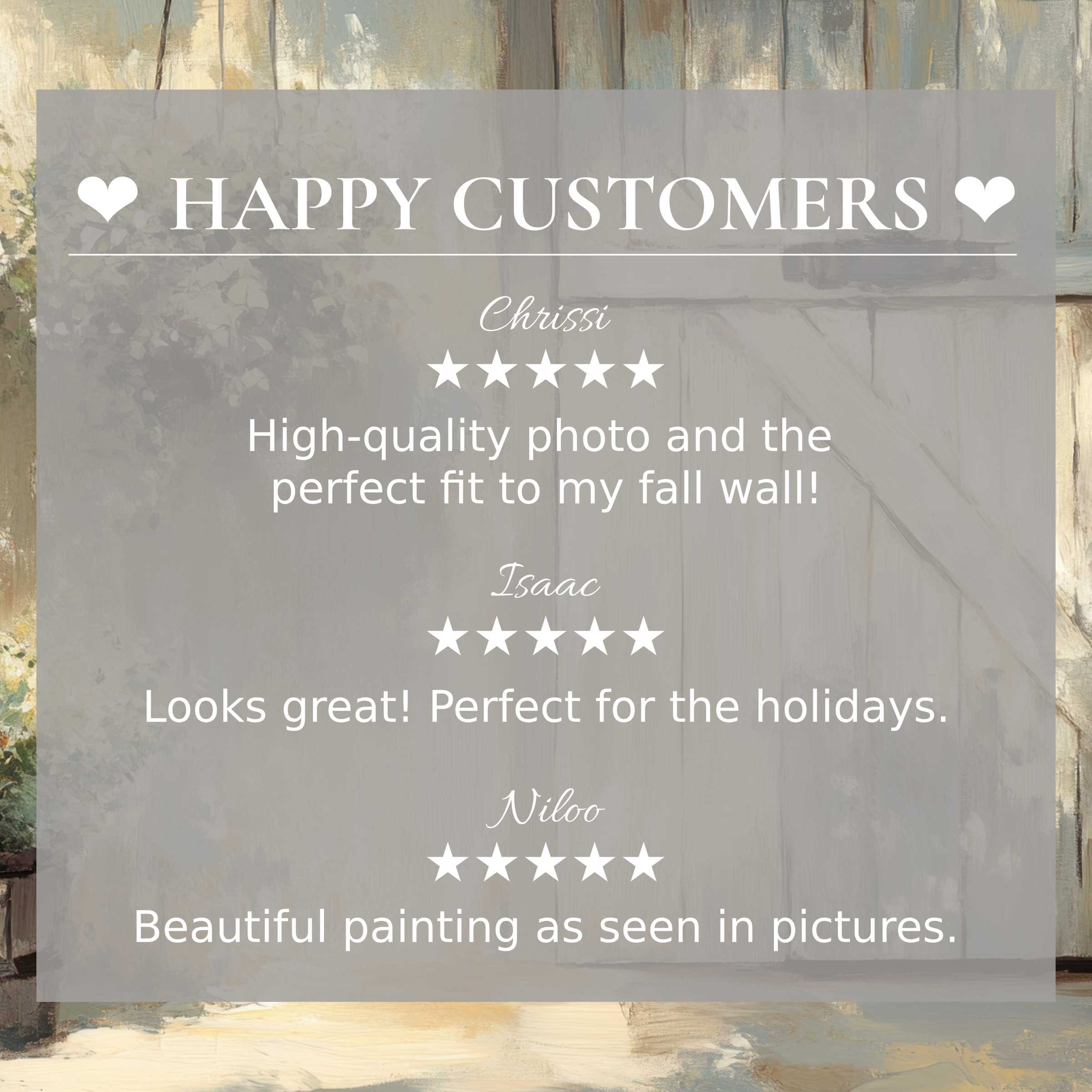 Farmhouse art for Frame TV with abstract sunset tones; happy customer reviews enhance trust and elegant design appeal