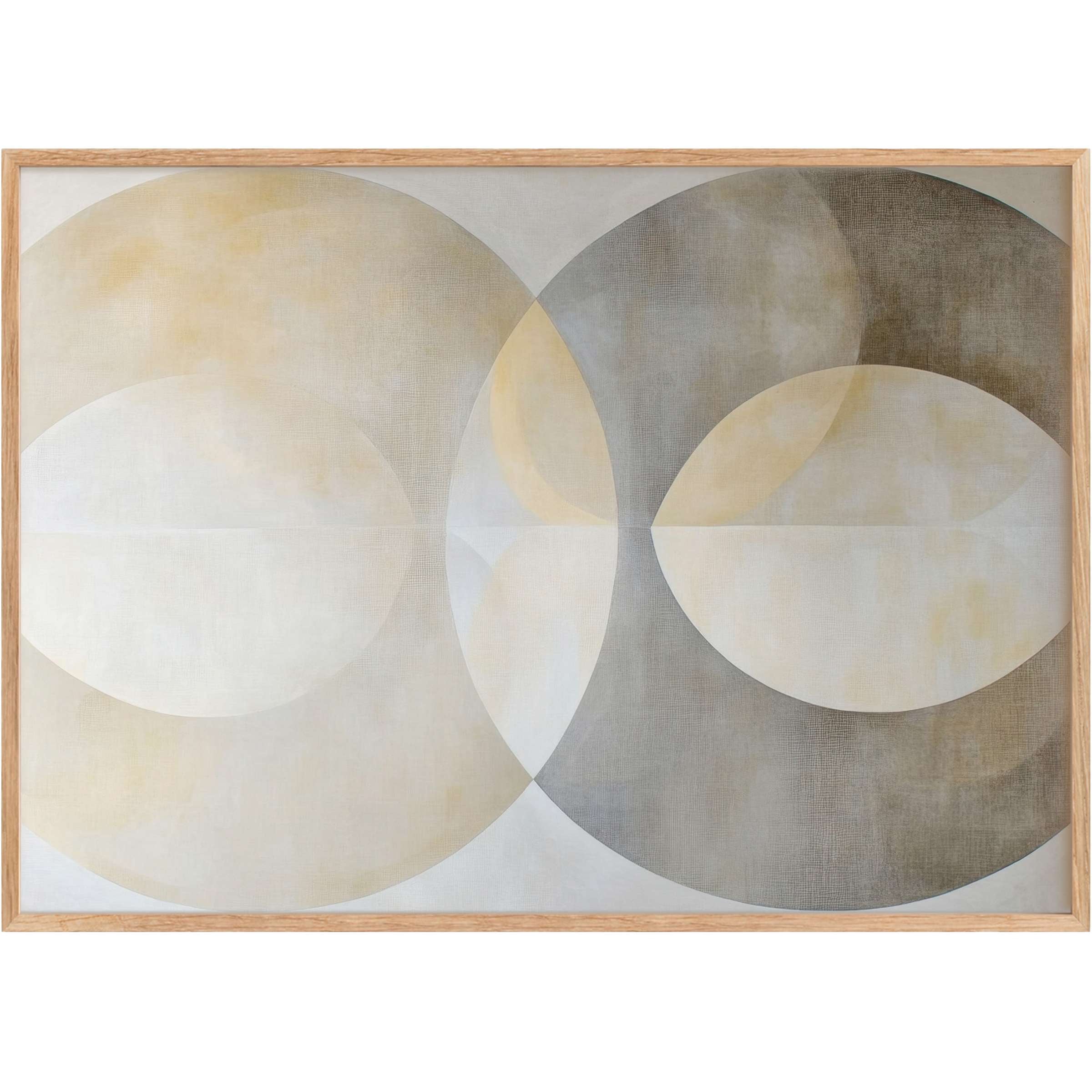 Neutral printable wall art featuring overlapping circles in soft cream, taupe, and warm gray tones, evoking a serene, balanced ambiance