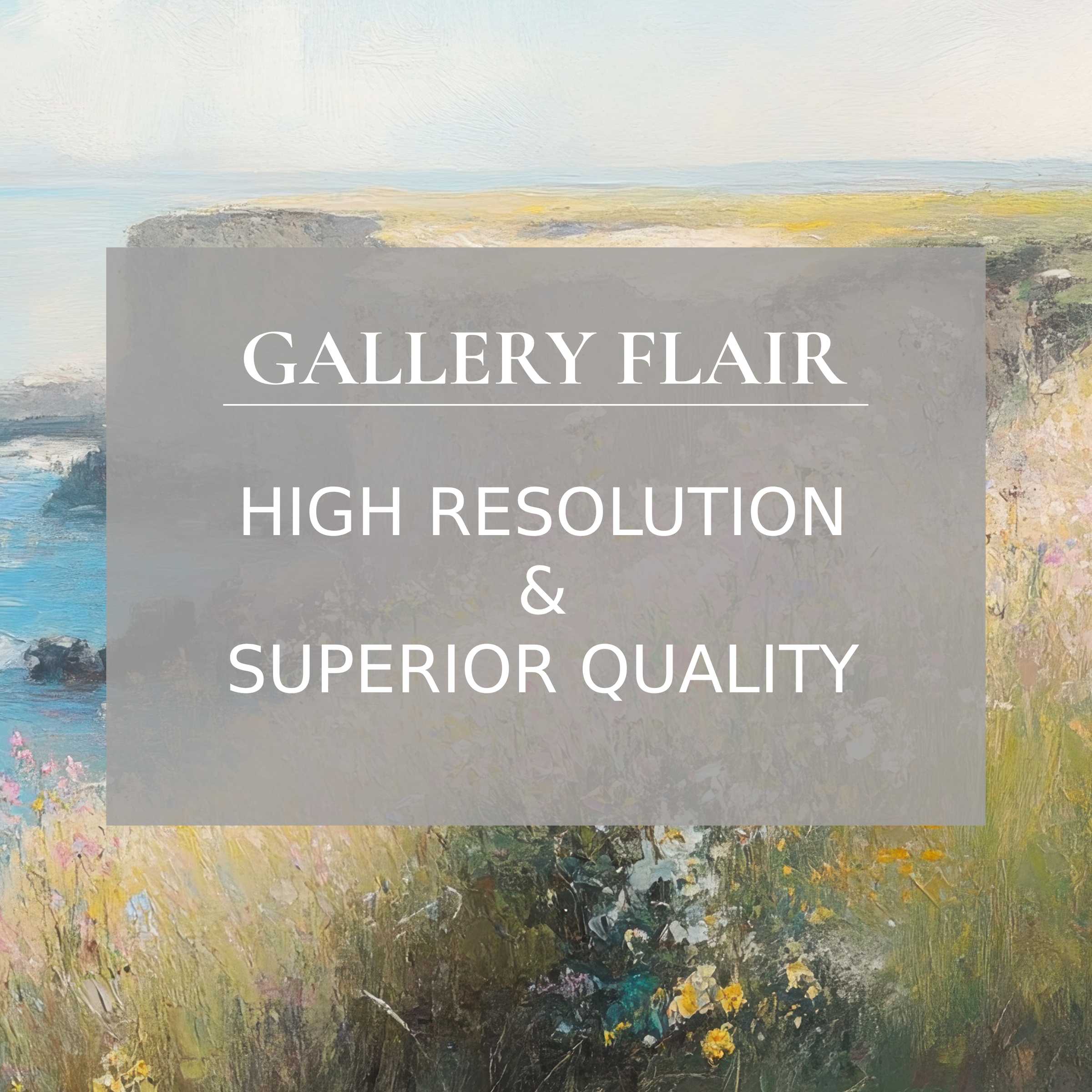 Radiant summer printable art capturing a serene coastal meadow at golden hour, rendered in exquisite detail to elevate modern interiors with calming, natural elegance