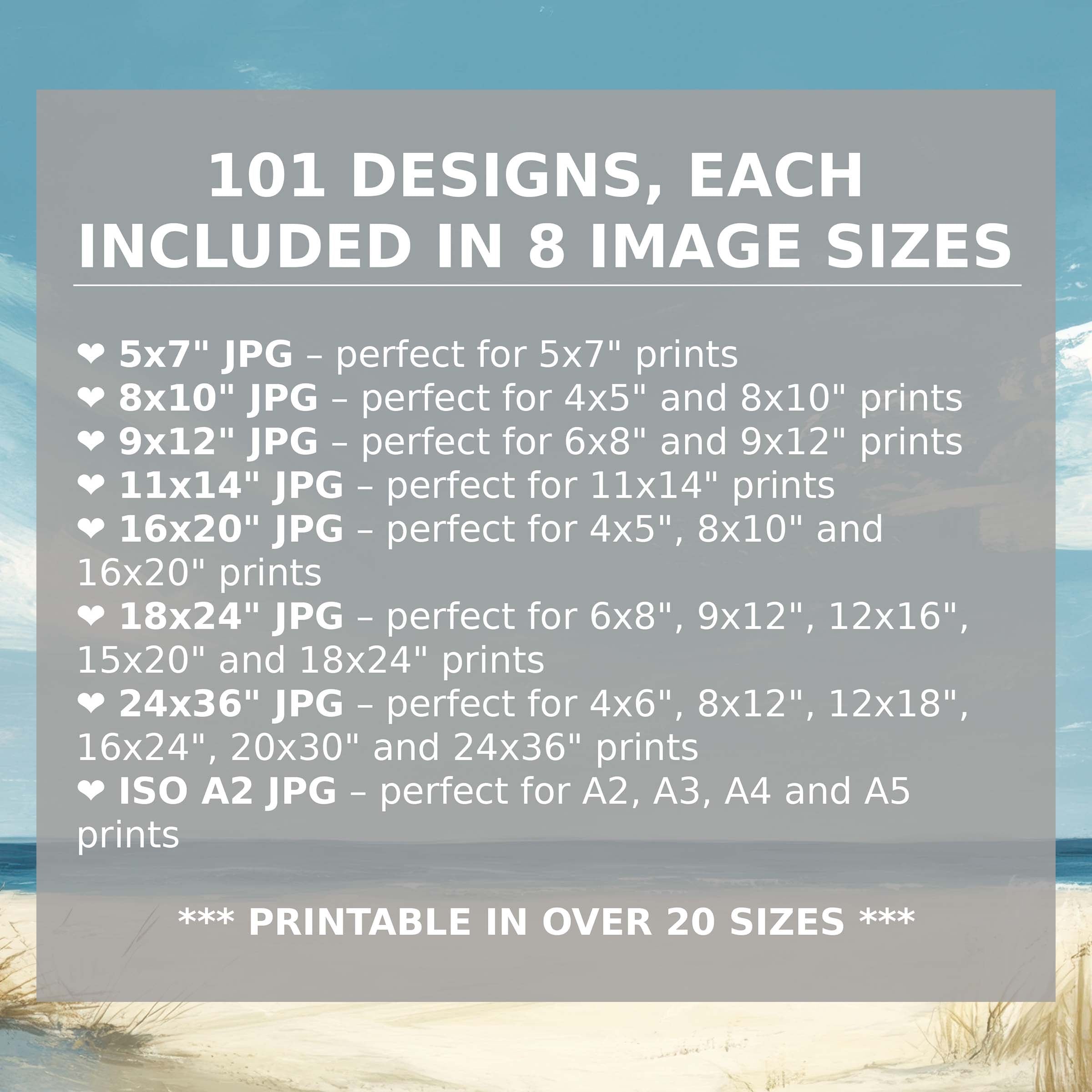 Summer Digital Art Prints Set - high-res JPGs with crisp visual clarity for premium home decor, download