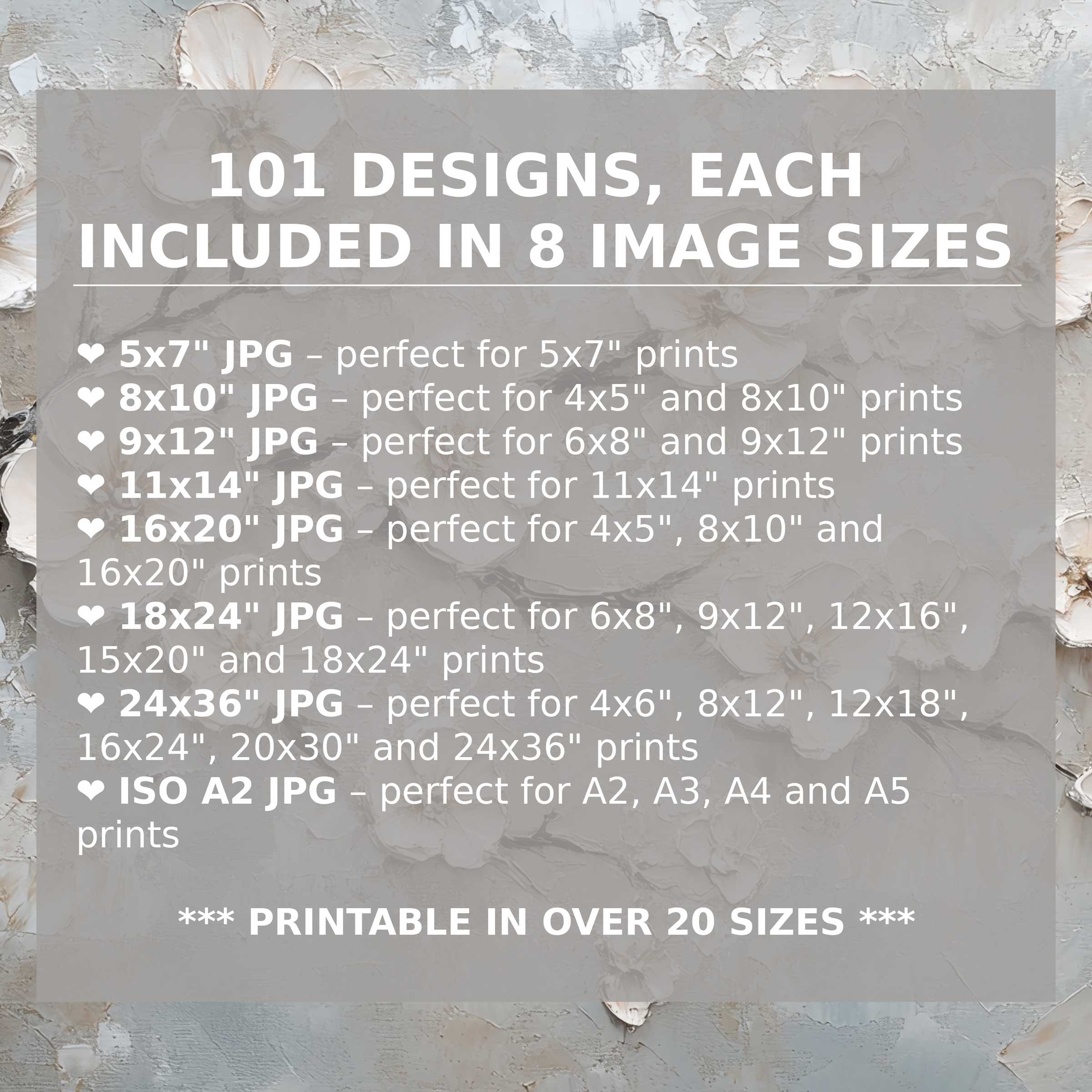 Vintage Digital Art Prints Set — hi-res gallery floral textures, crisp clarity and fine detail; instant download