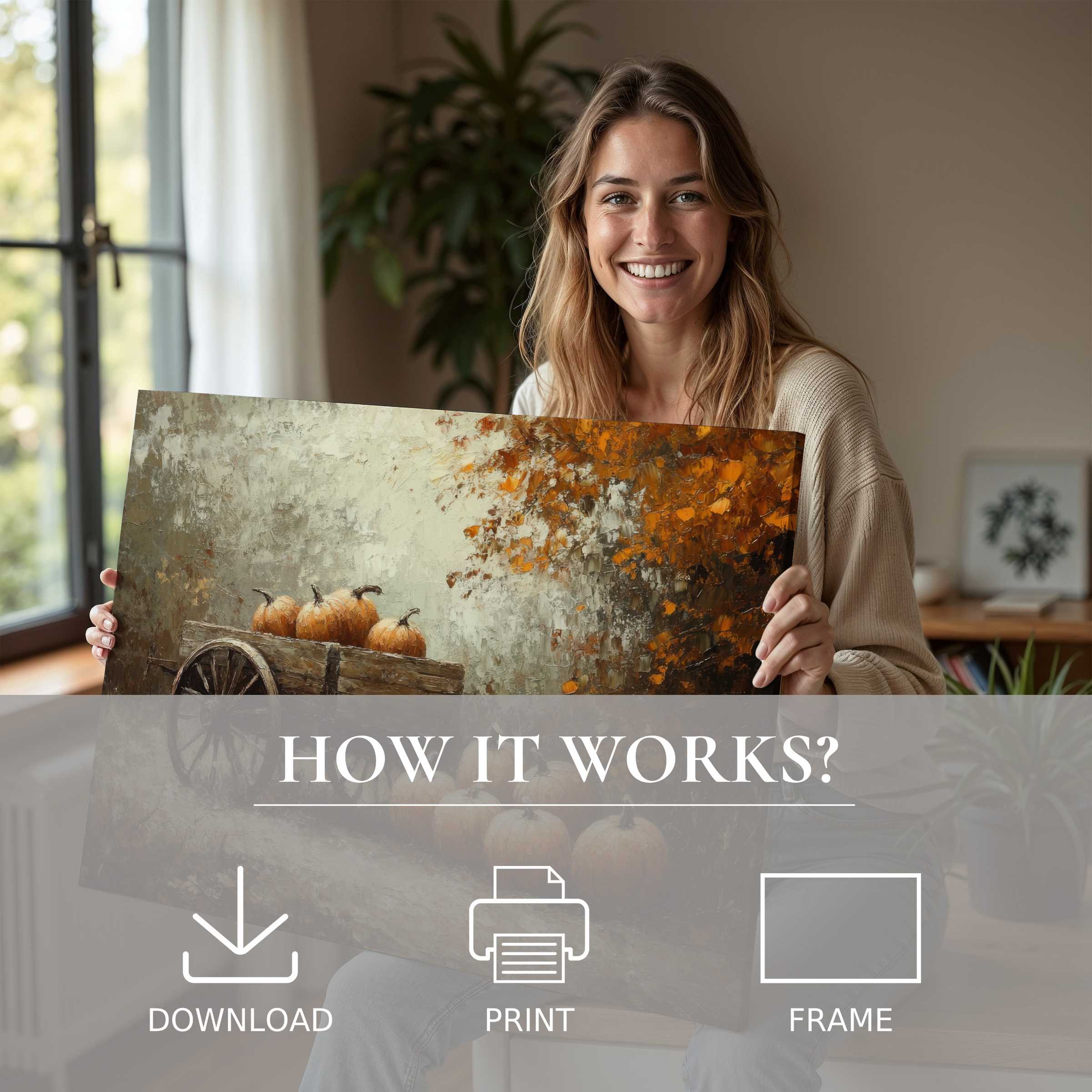 Refined fall digital art print bringing warmth and joy to a modern home, effortlessly elevating everyday living spaces