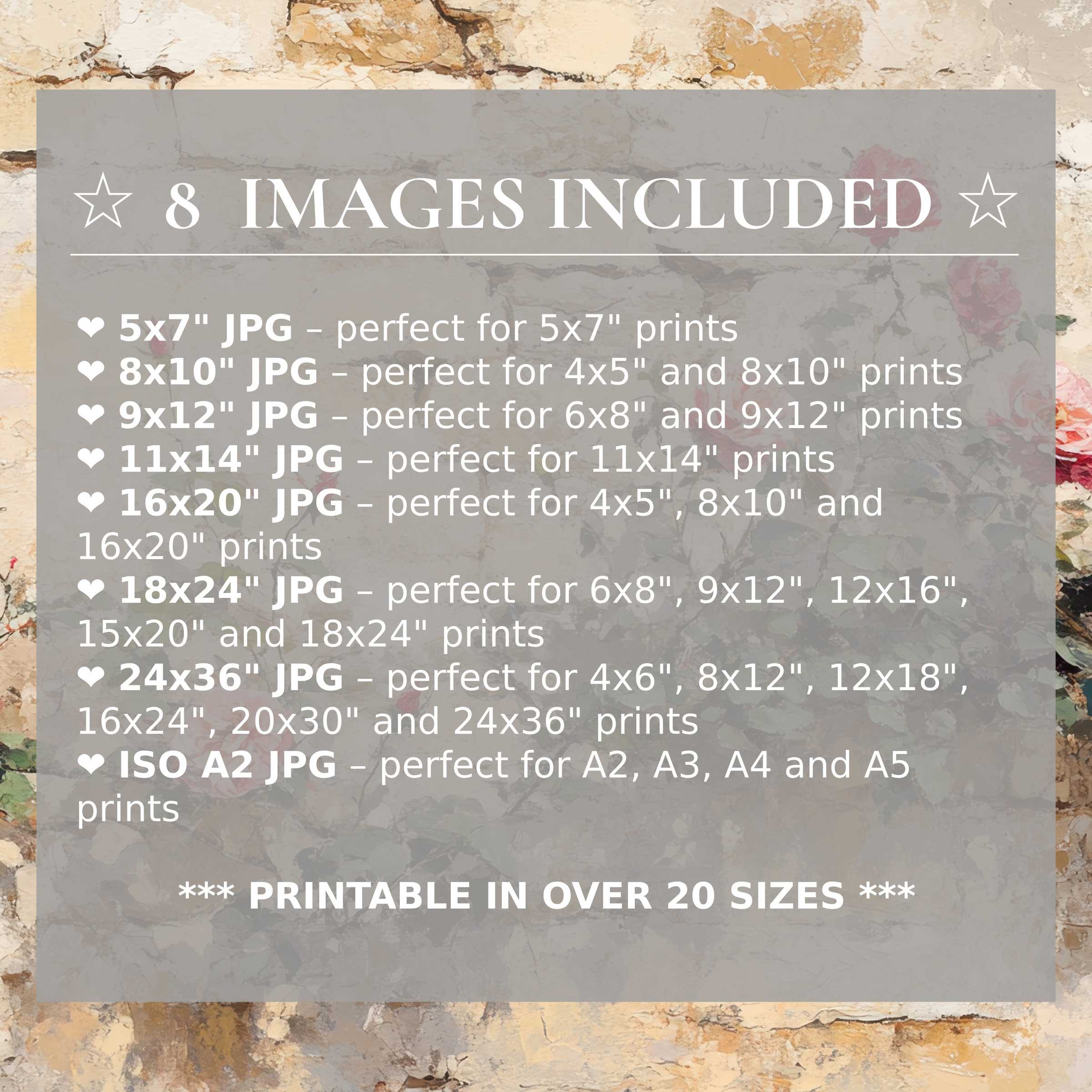 Vintage digital print featuring radiant beige and soft rose tones, offered in 8 high-quality sizes included to elevate modern interiors with timeless style and versatile elegance