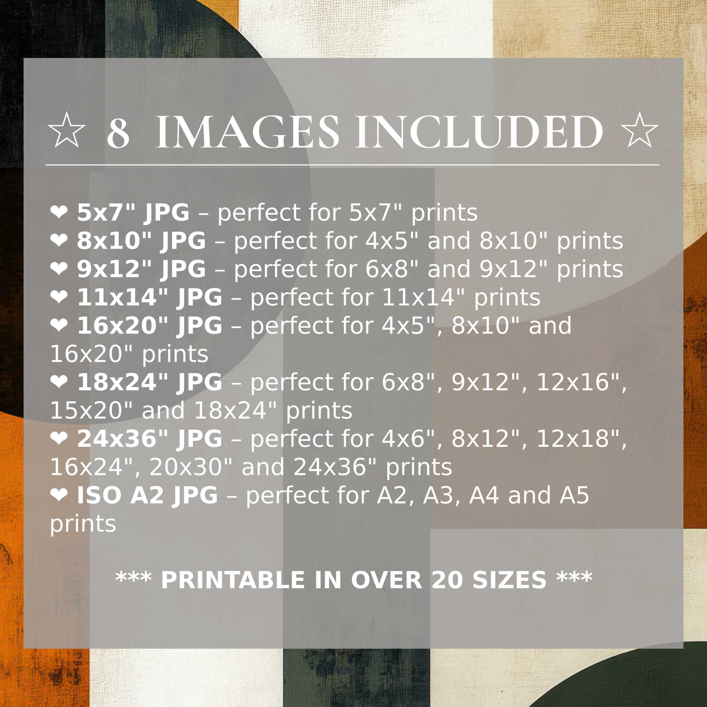 Modern digital print radiates warm ochre, deep charcoal, and soft cream hues, elevating interiors with versatile elegance in 8 high-quality sizes included