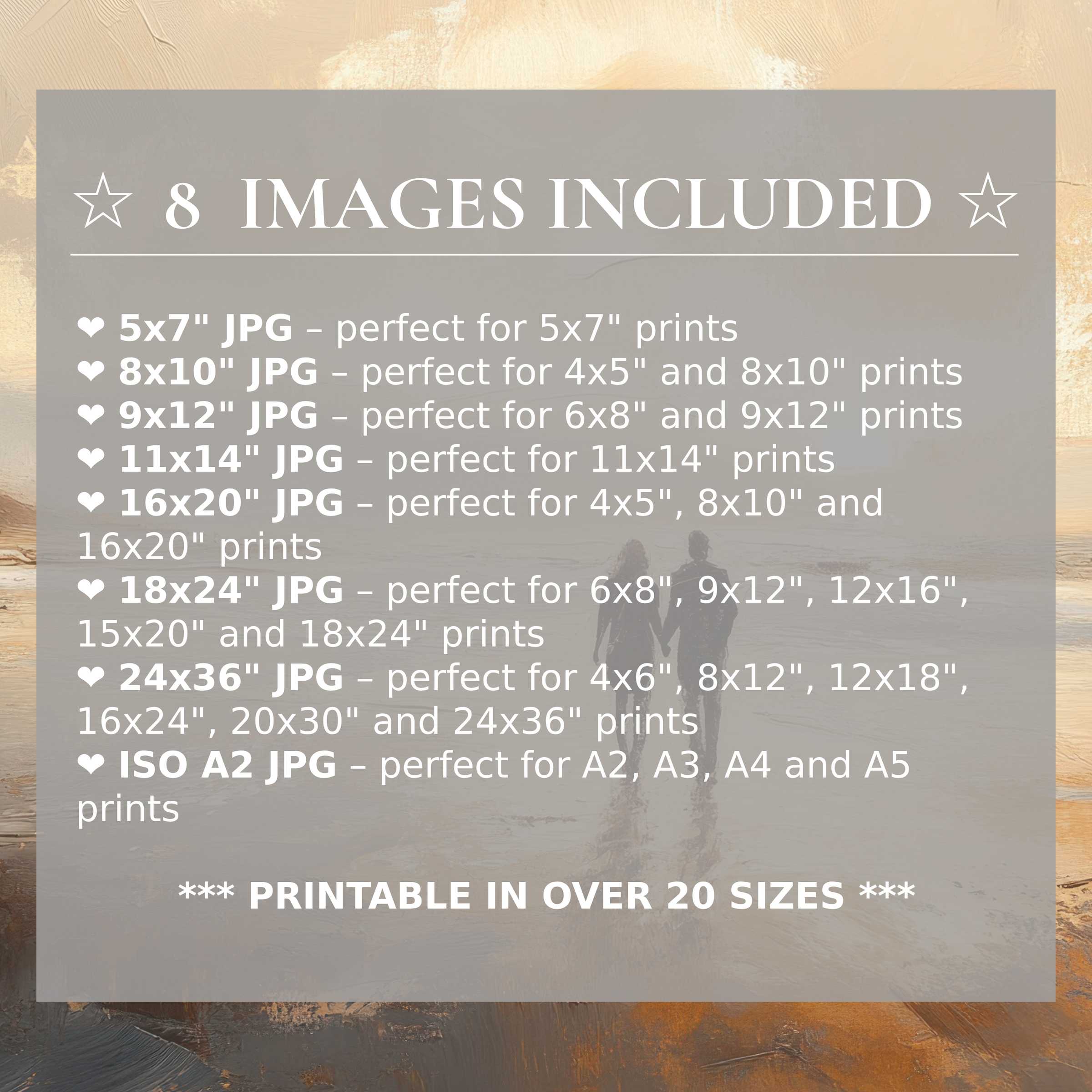 Radiant beach digital print in warm beige and soft taupe hues, delivering calming elegance with 8 high-quality sizes included