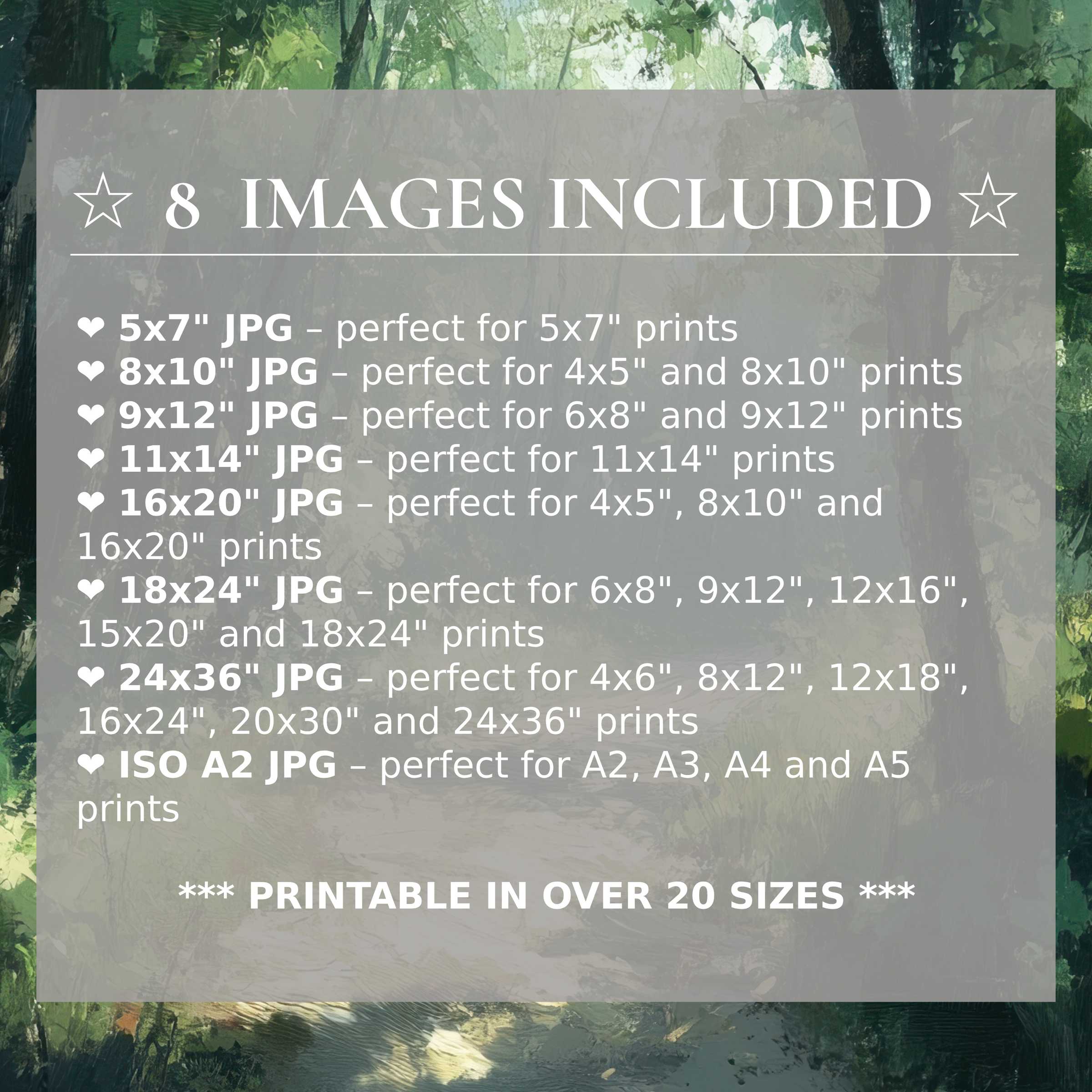 Radiant summer digital print in lush greens and light accents, delivered in 8 high-quality sizes to elevate modern interiors with timeless style and versatile elegance