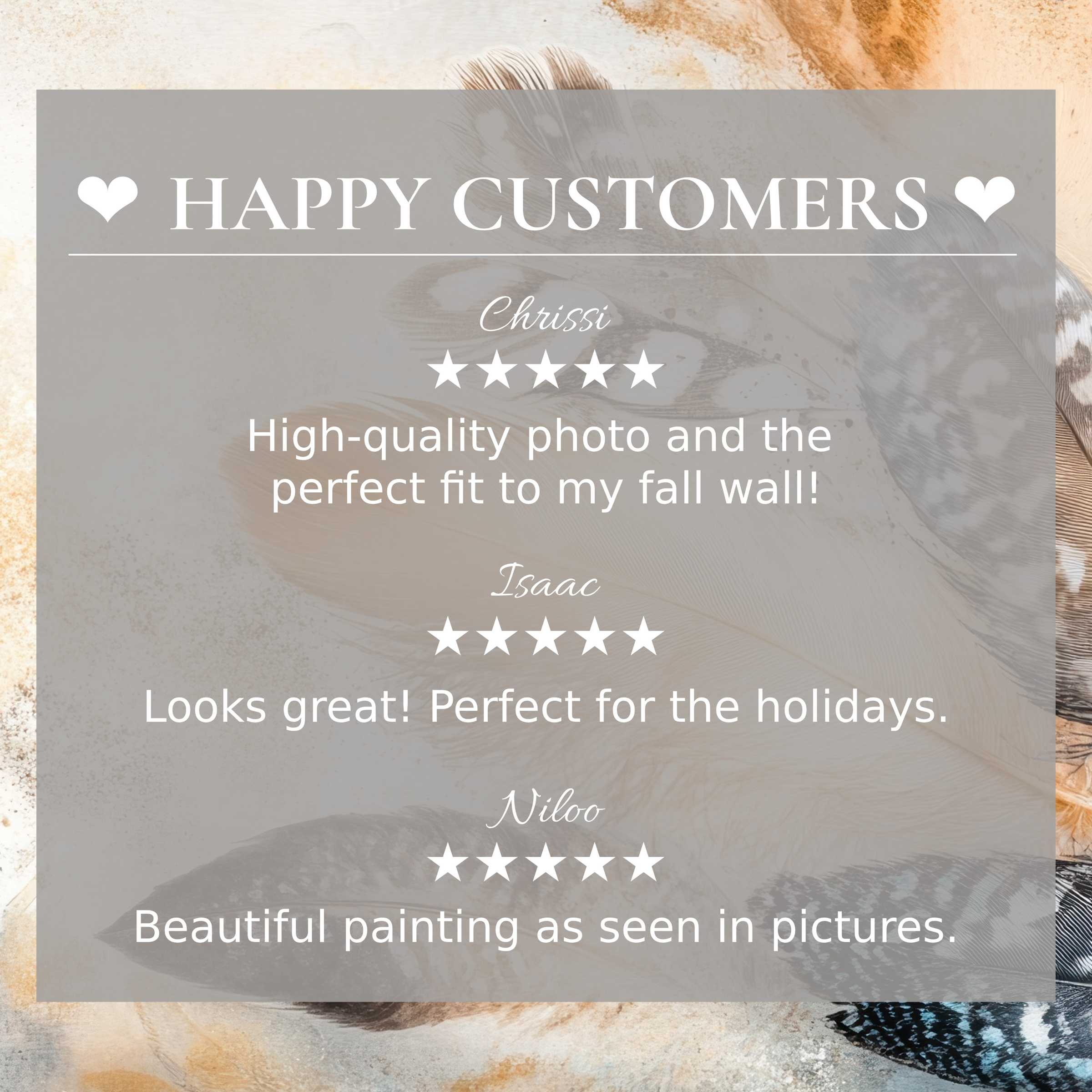 Boho art for Frame TV with abstract feather tones; happy customer reviews enhance trust and elegant appeal