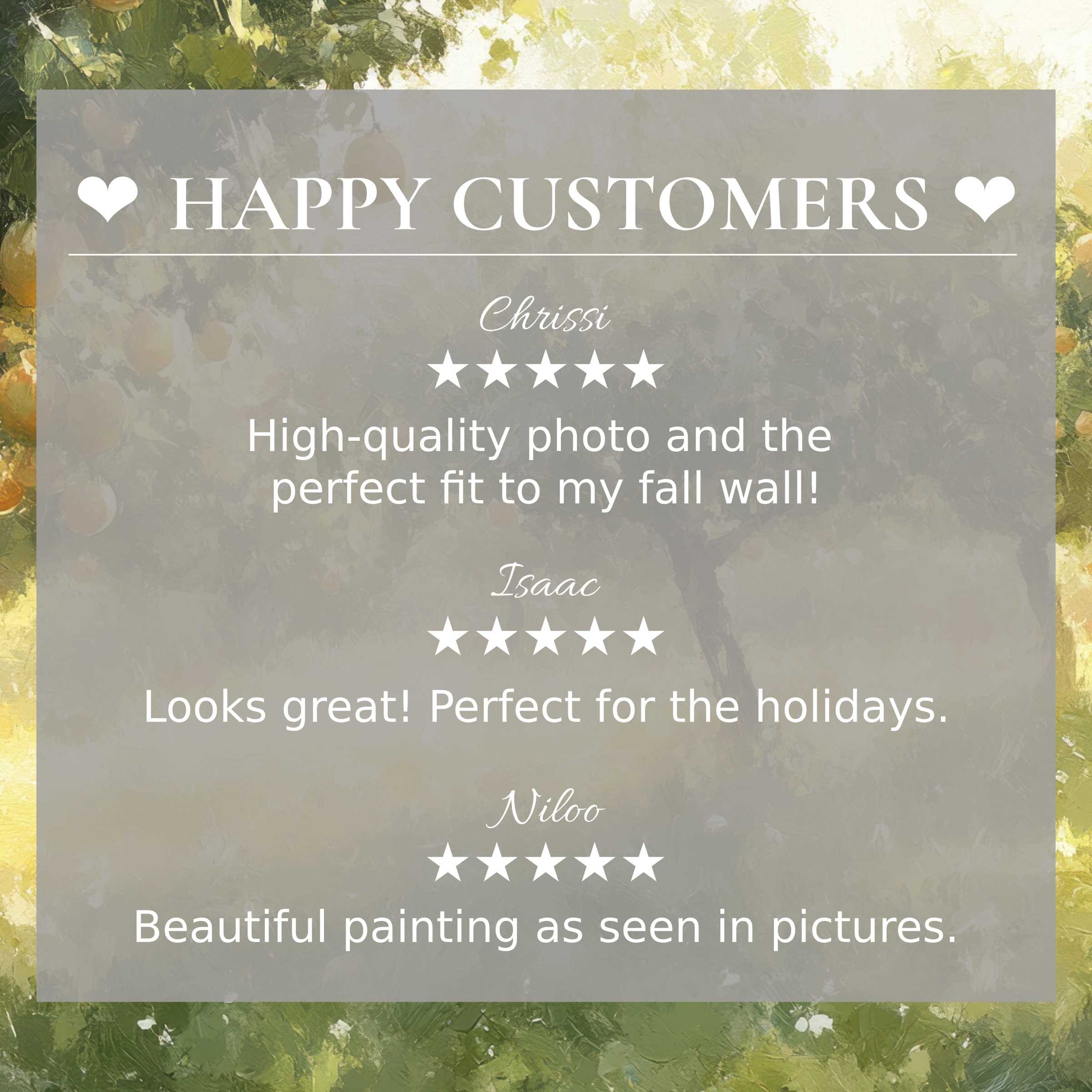 Trees art for Frame TV with abstract sunset colors background, showcasing happy customer reviews and elegant aesthetics