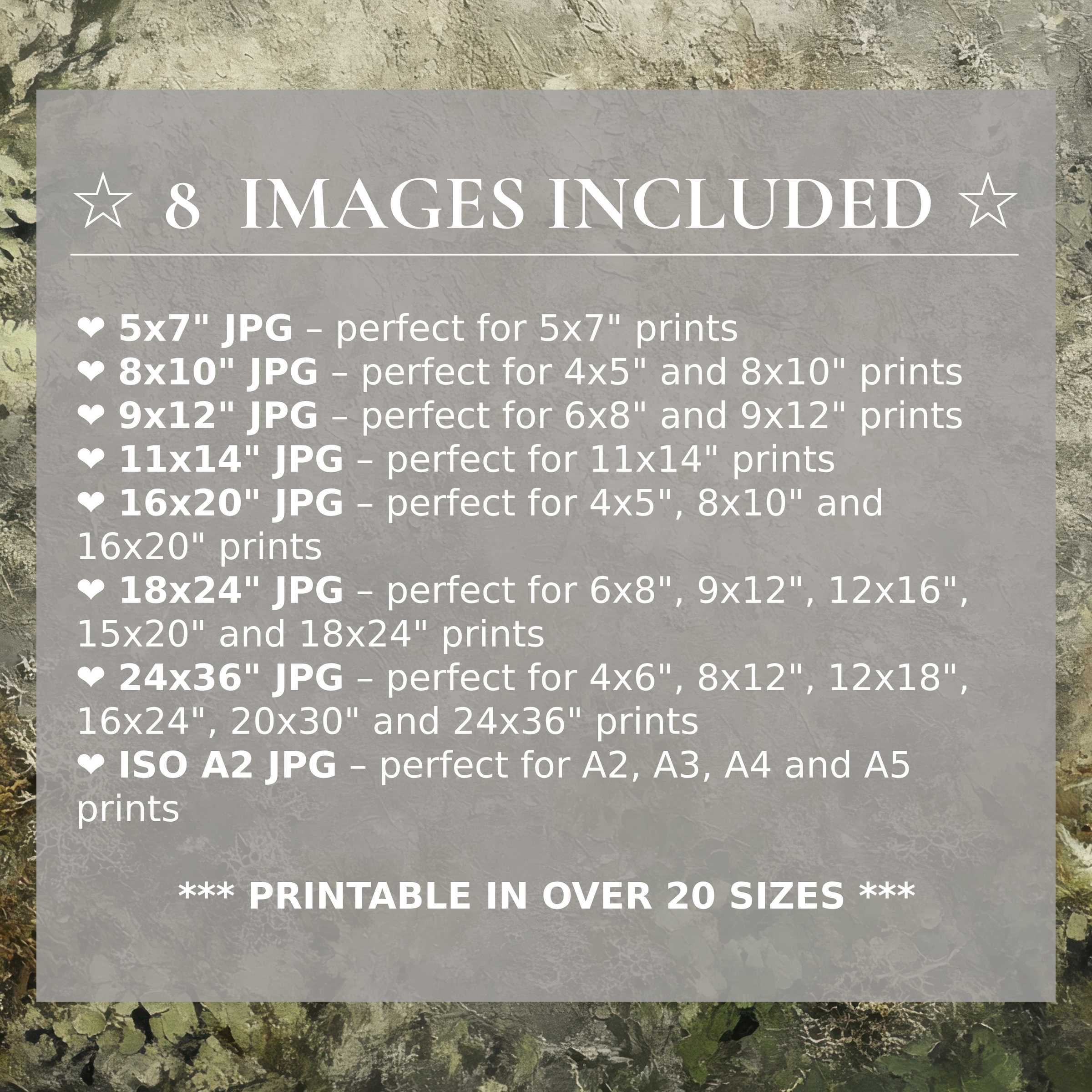 Botanical digital print in soothing greens and muted earth tones, evoking calm luxury; includes 8 high-quality sizes for versatile modern interiors