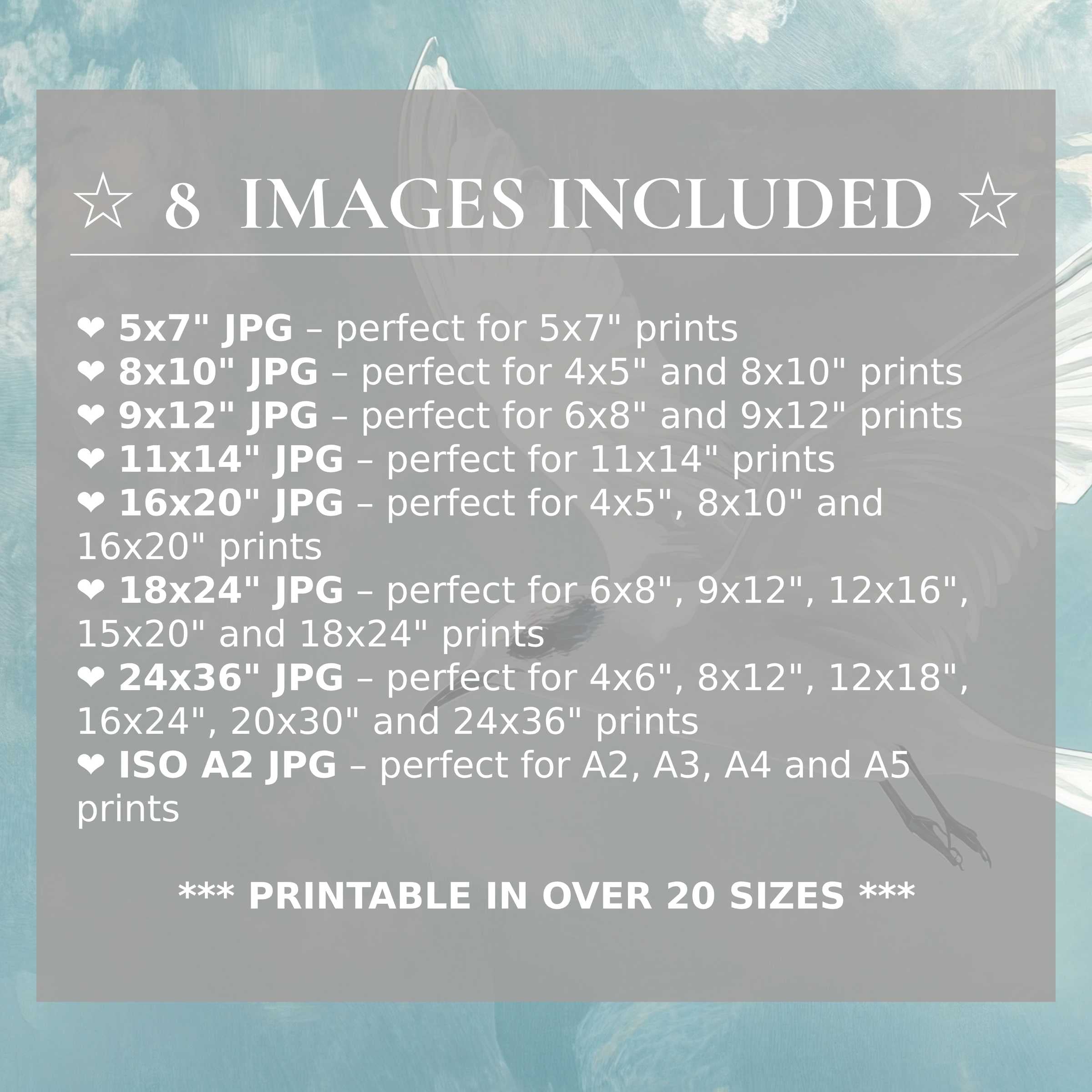 Minimalist digital print in serene blue and white hues, radiating calm sophistication; includes 8 high-quality sizes to elevate modern interiors