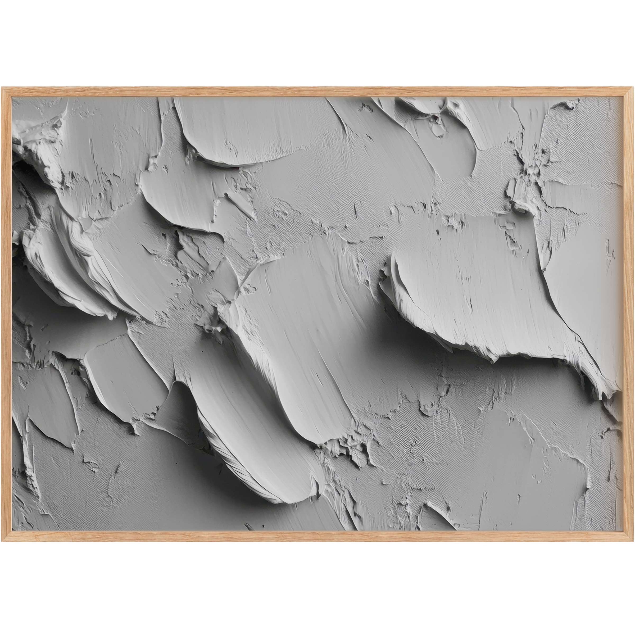 Neutral printable wall art illustrating textured gray plaster strokes, evoking a serene, tactile, and modern ambiance