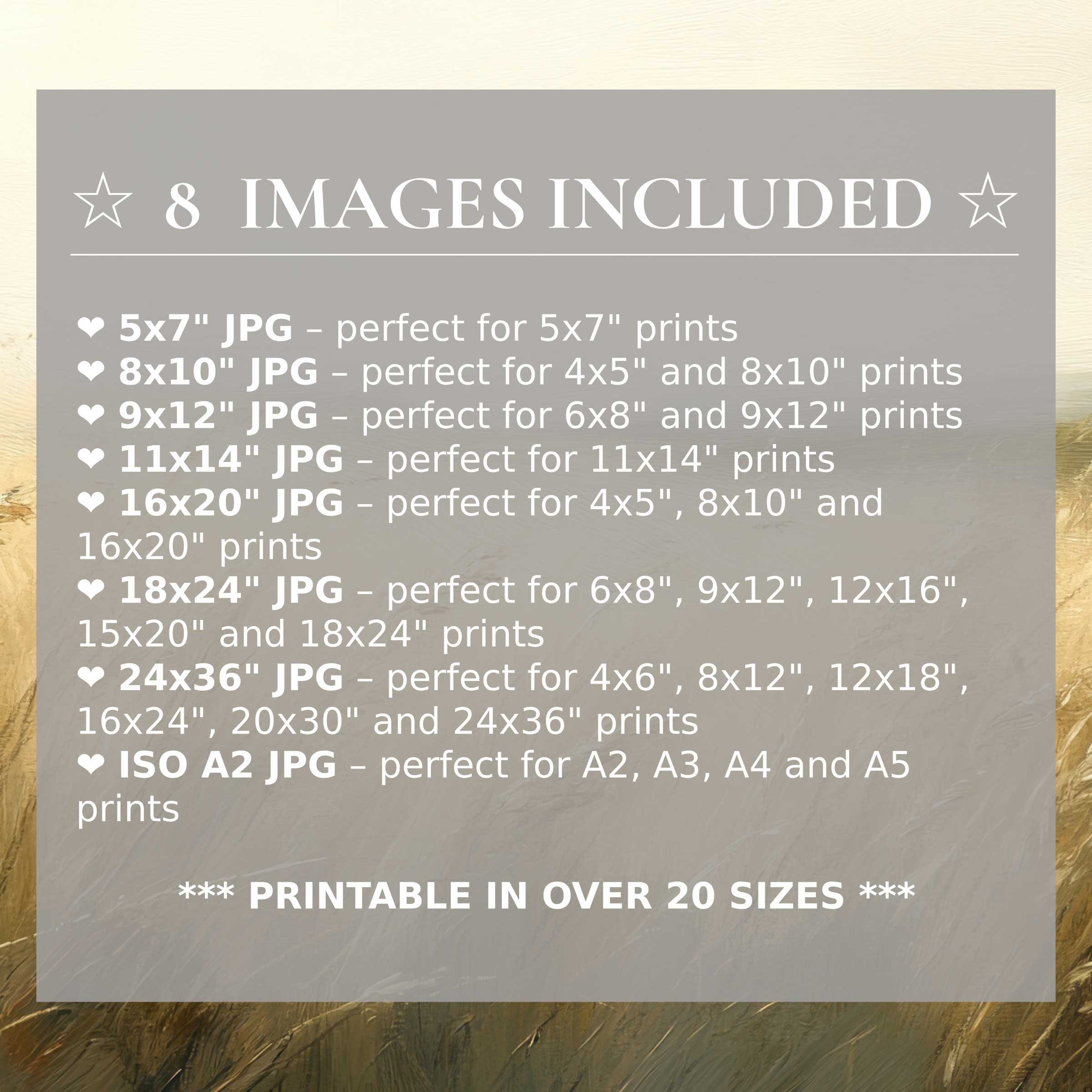 Radiant landscape digital print in warm golds and soft grays, offered in 8 high-quality sizes to elevate sophisticated modern interiors