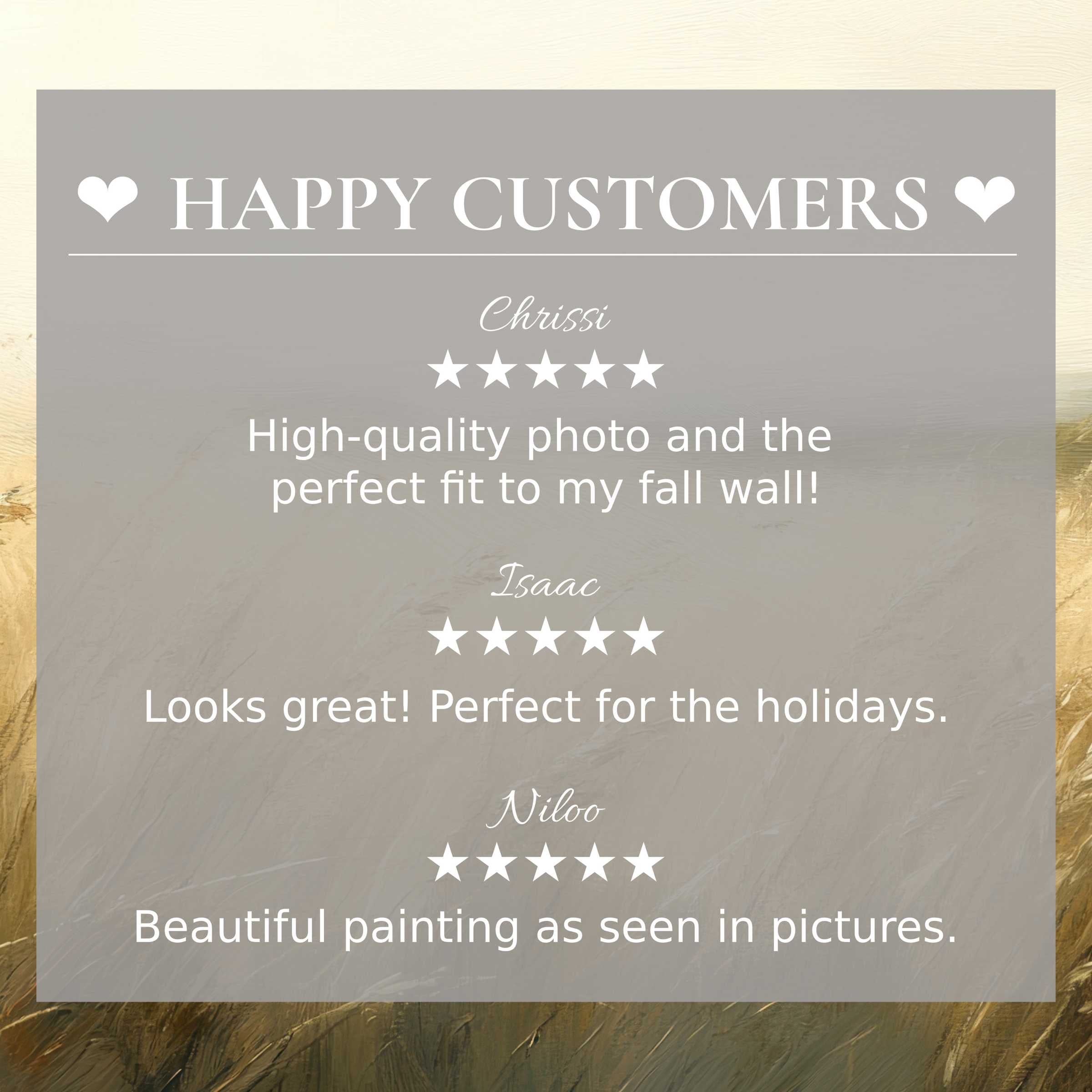 Refined landscape art for Frame TV with warm abstract hues; happy customer reviews build elegant, trusted appeal
