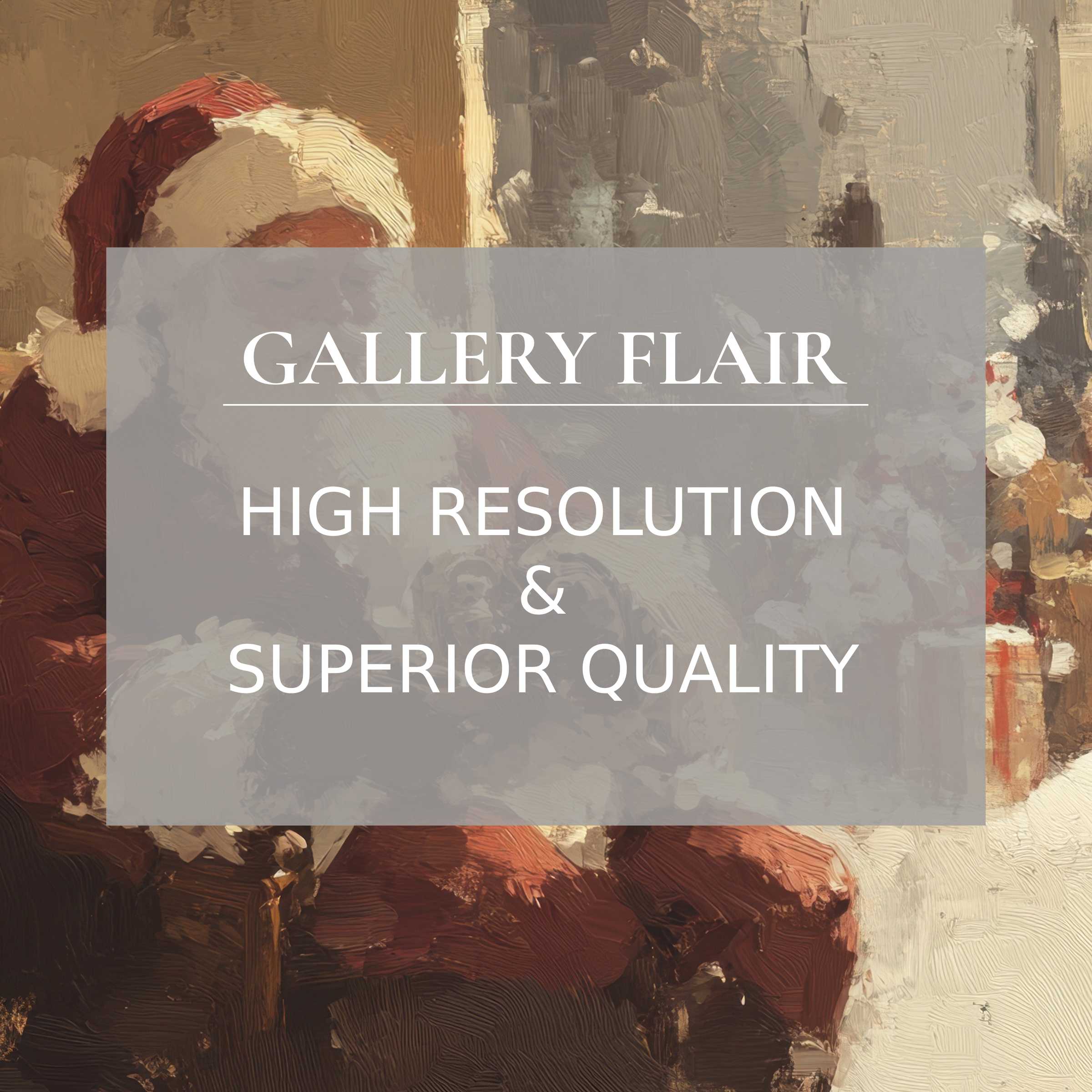 Christmas printable art capturing a warm, nostalgic Santa scene with rich oil texture, perfect for elegant holiday decor