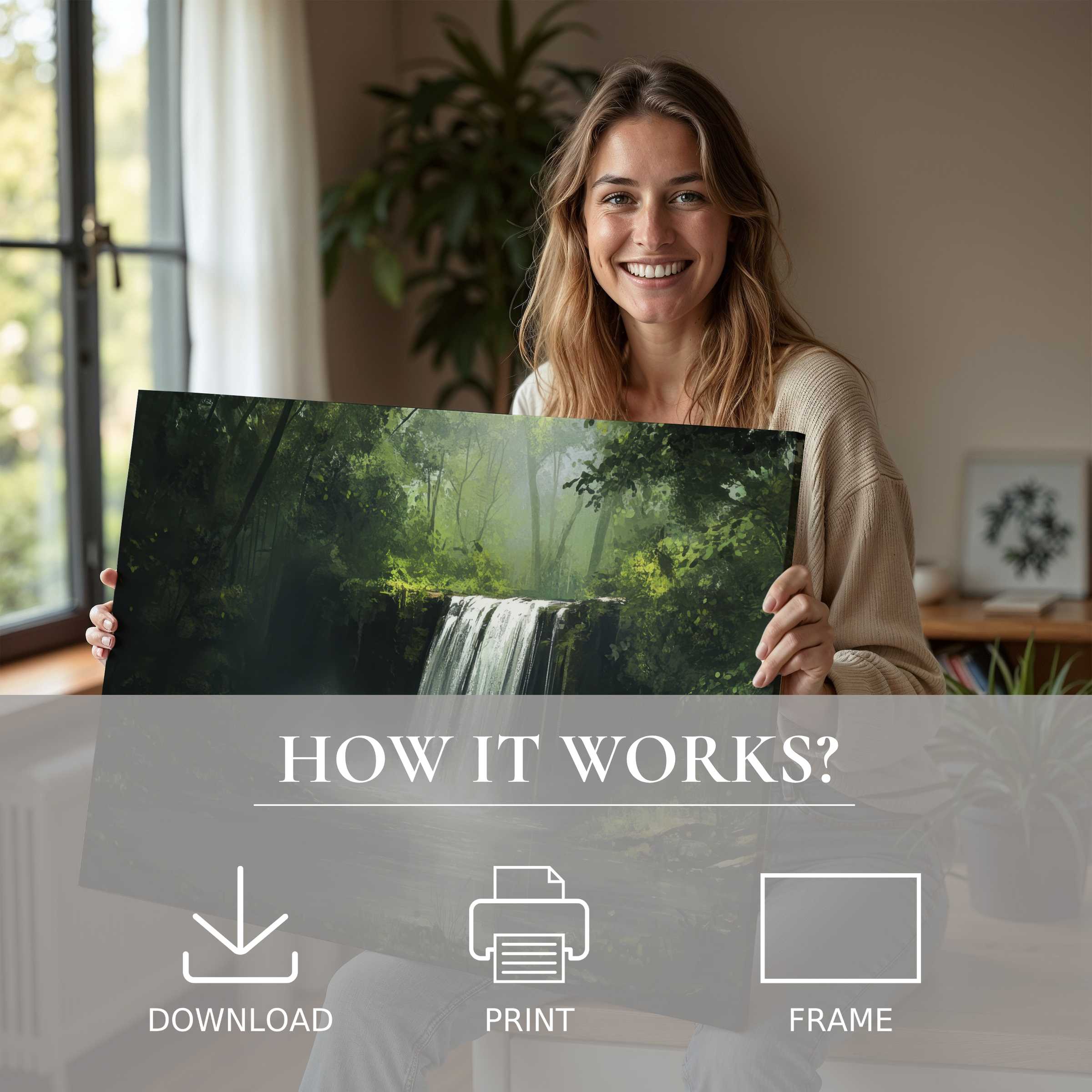 Radiant joy illuminates a modern home as a vintage digital art print breathes serene life into daily living