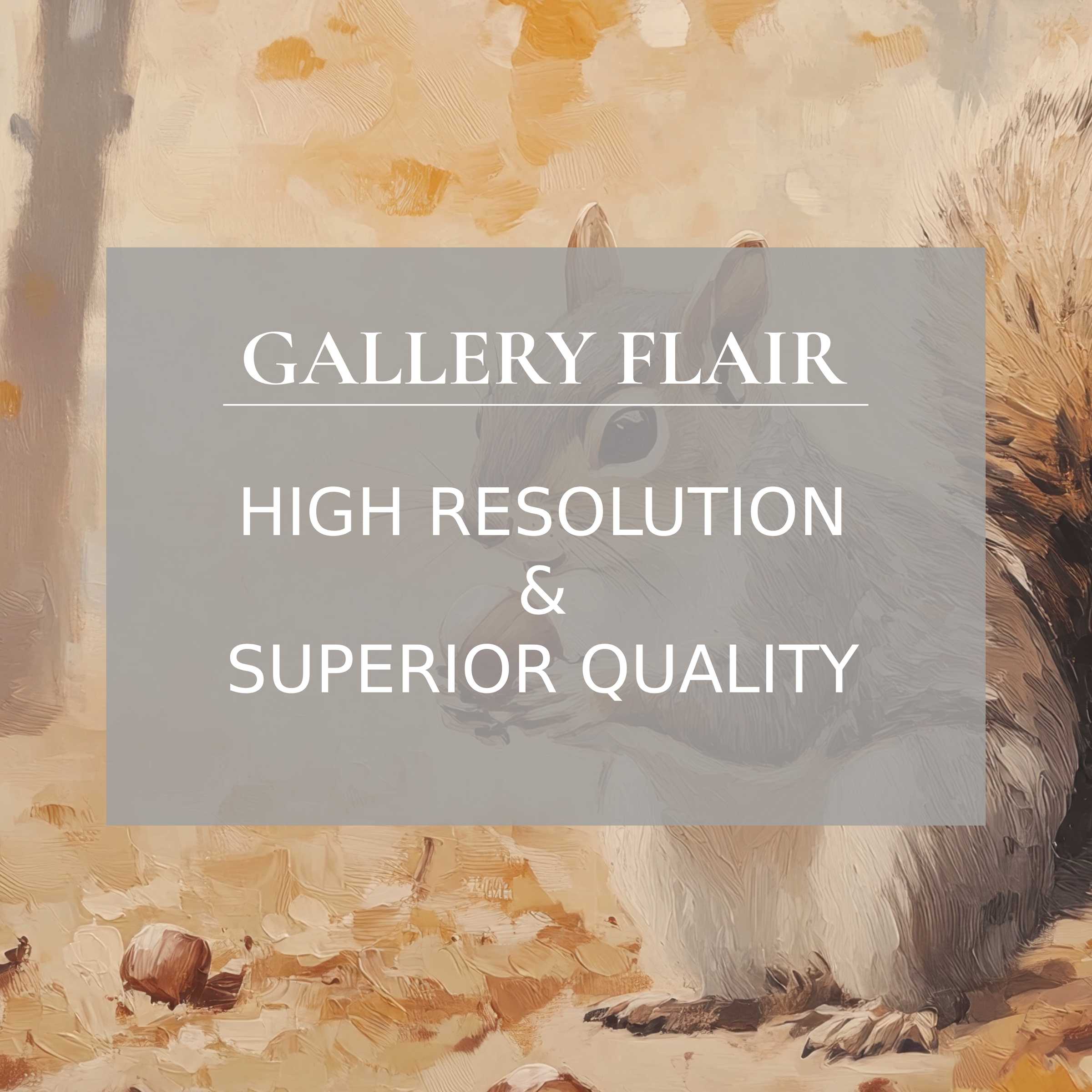 Fall printable art featuring a serene squirrel in warm amber hues, exquisitely detailed to elevate modern interiors