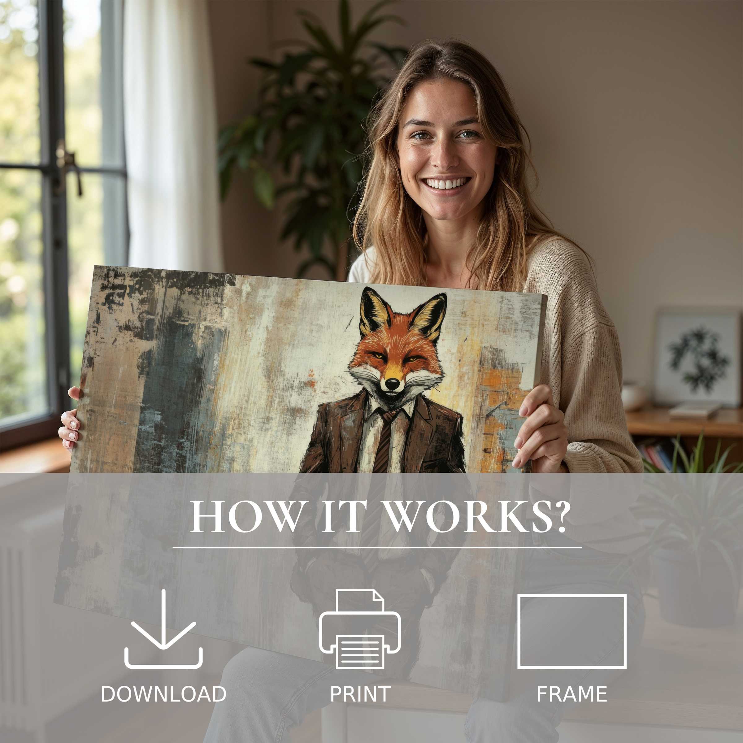 Radiant street art digital art print enriches a modern home, evoking warmth and joy through effortless, elegant living with art