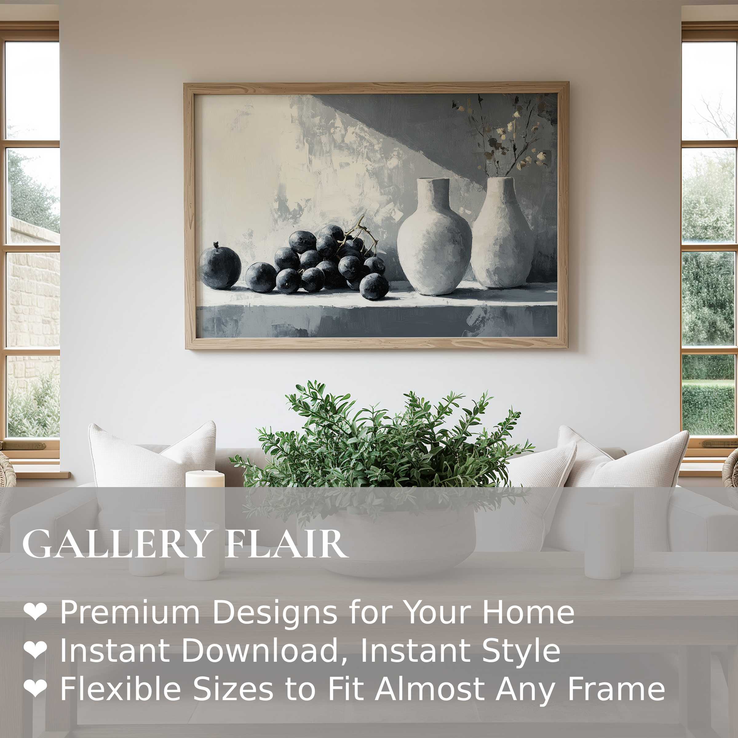 Neutral wall art print featuring a serene monochrome still life with soft light and shadow, enriching minimalist modern interiors with calm elegance and timeless style