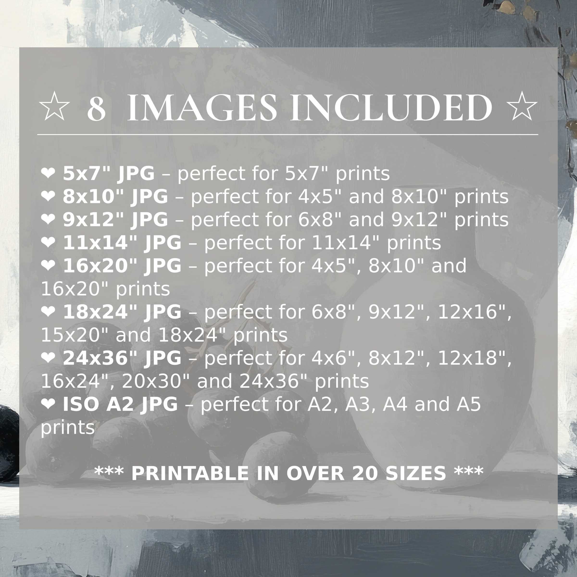 Neutral digital print in soothing greys and soft whites delivers radiant calm for modern interiors, includes 8 high-quality sizes