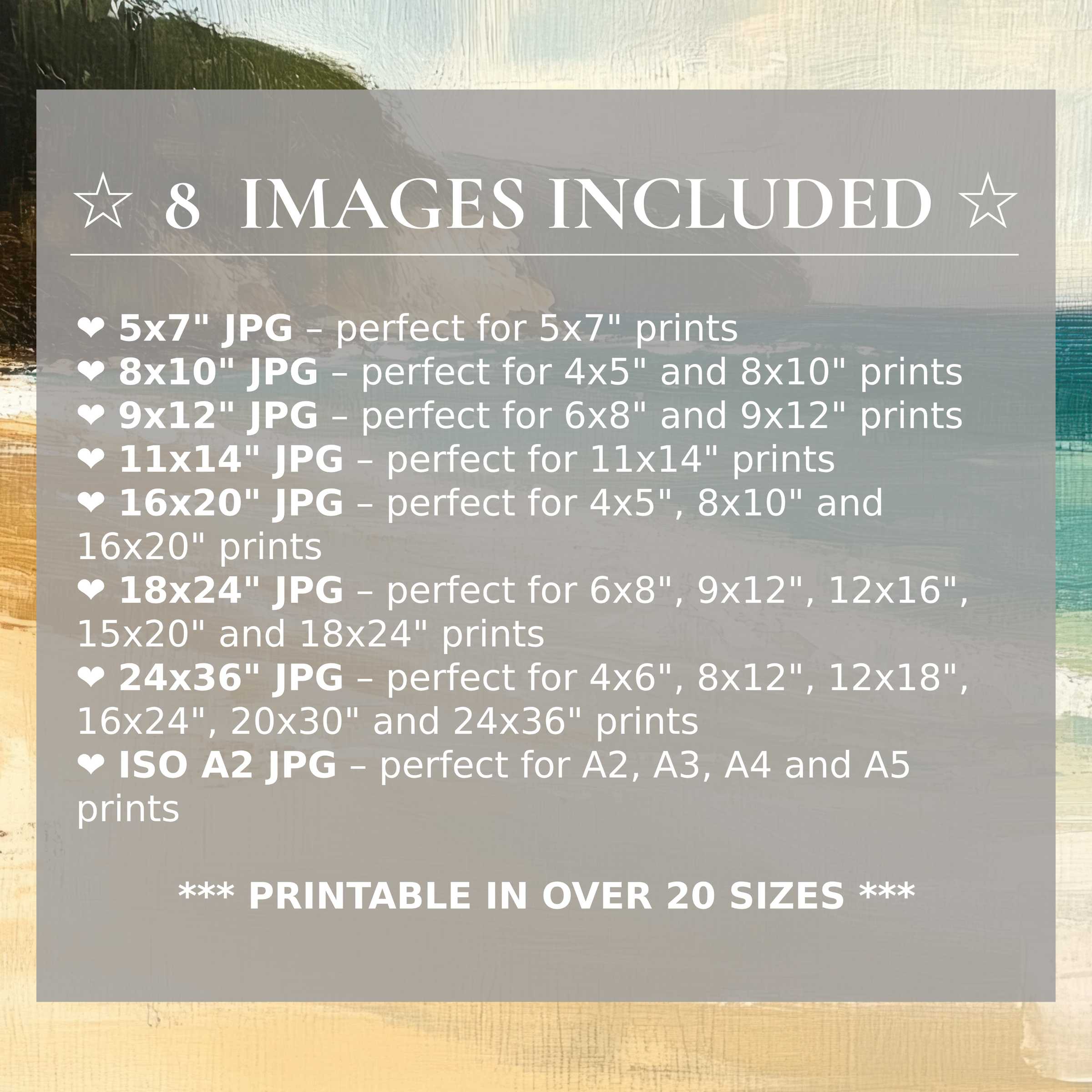 Radiant beach digital print in soothing blues and sandy hues, elevating modern interiors with timeless style-includes 8 high-quality sizes