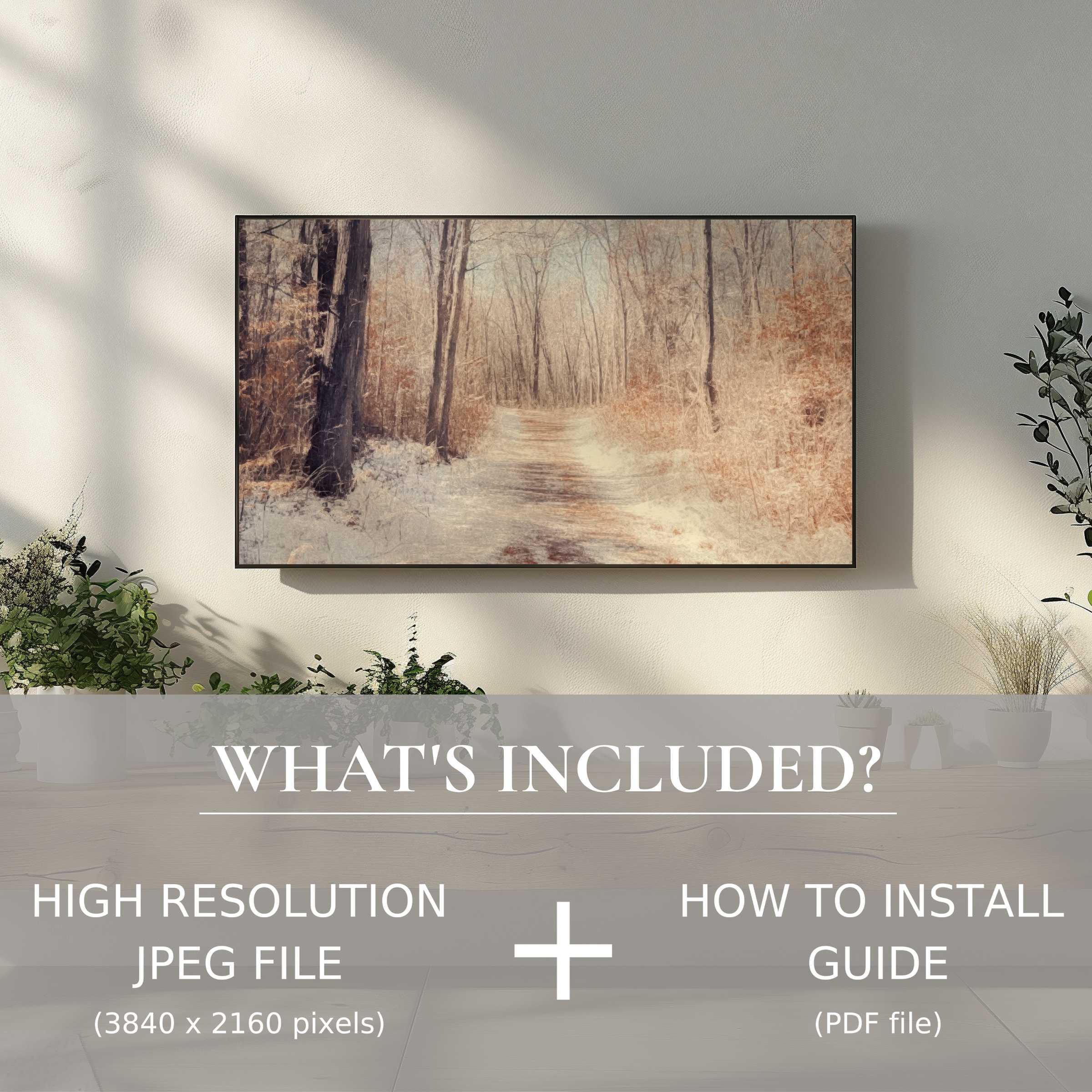 Elegant tree digital TV art download, easy digital use, enhancing your living space with modern nature ambiance