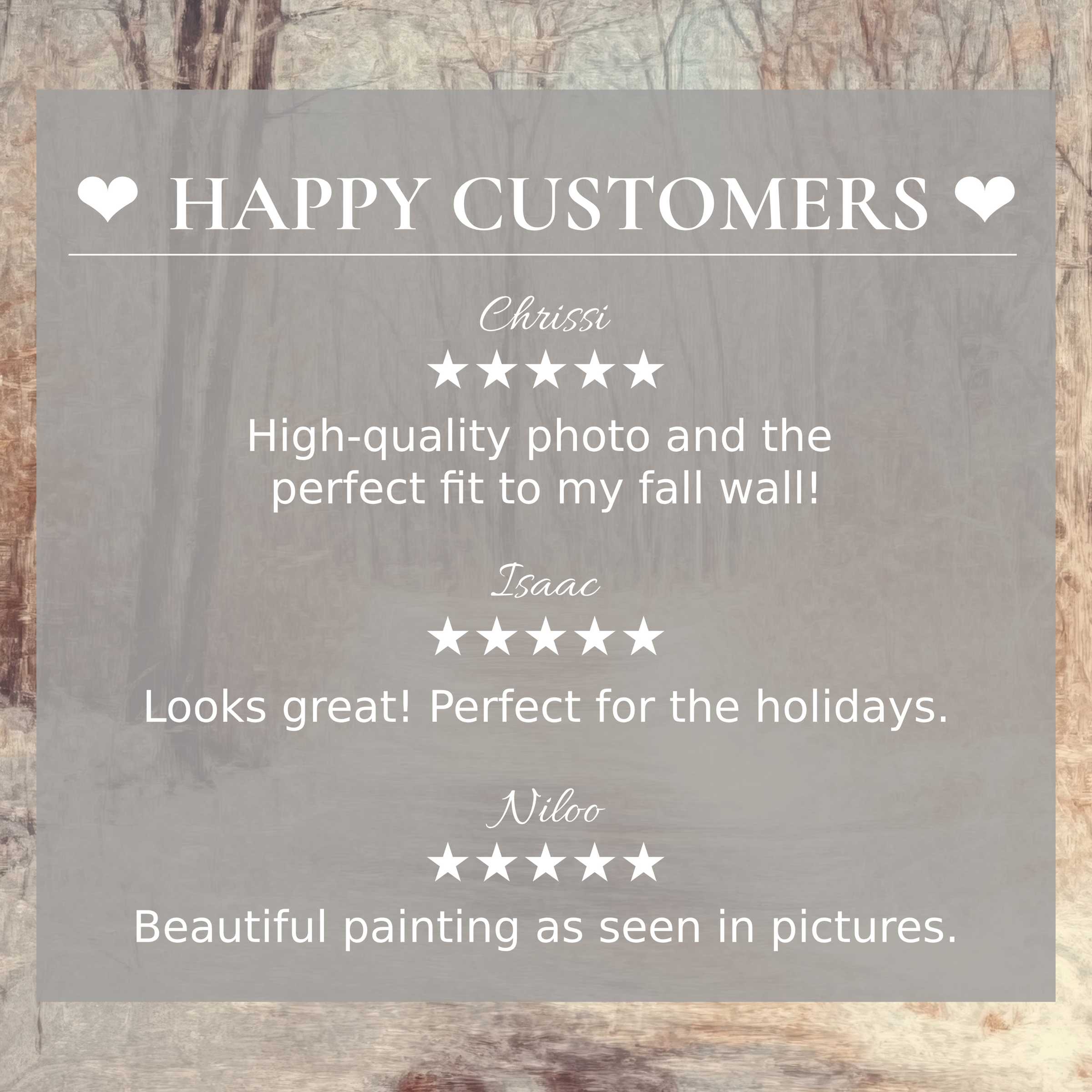 Elegant trees art for Frame TV with abstract sunset hues; happy customer reviews build trust and elevate style