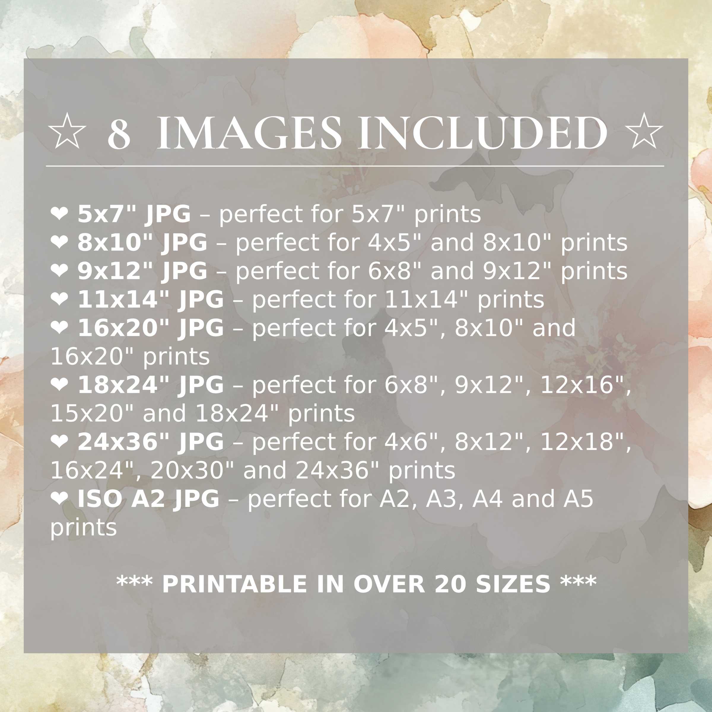 Radiant floral digital print in soft blush, sage, and cream elevates modern interiors with timeless elegance; includes 8 high-quality sizes