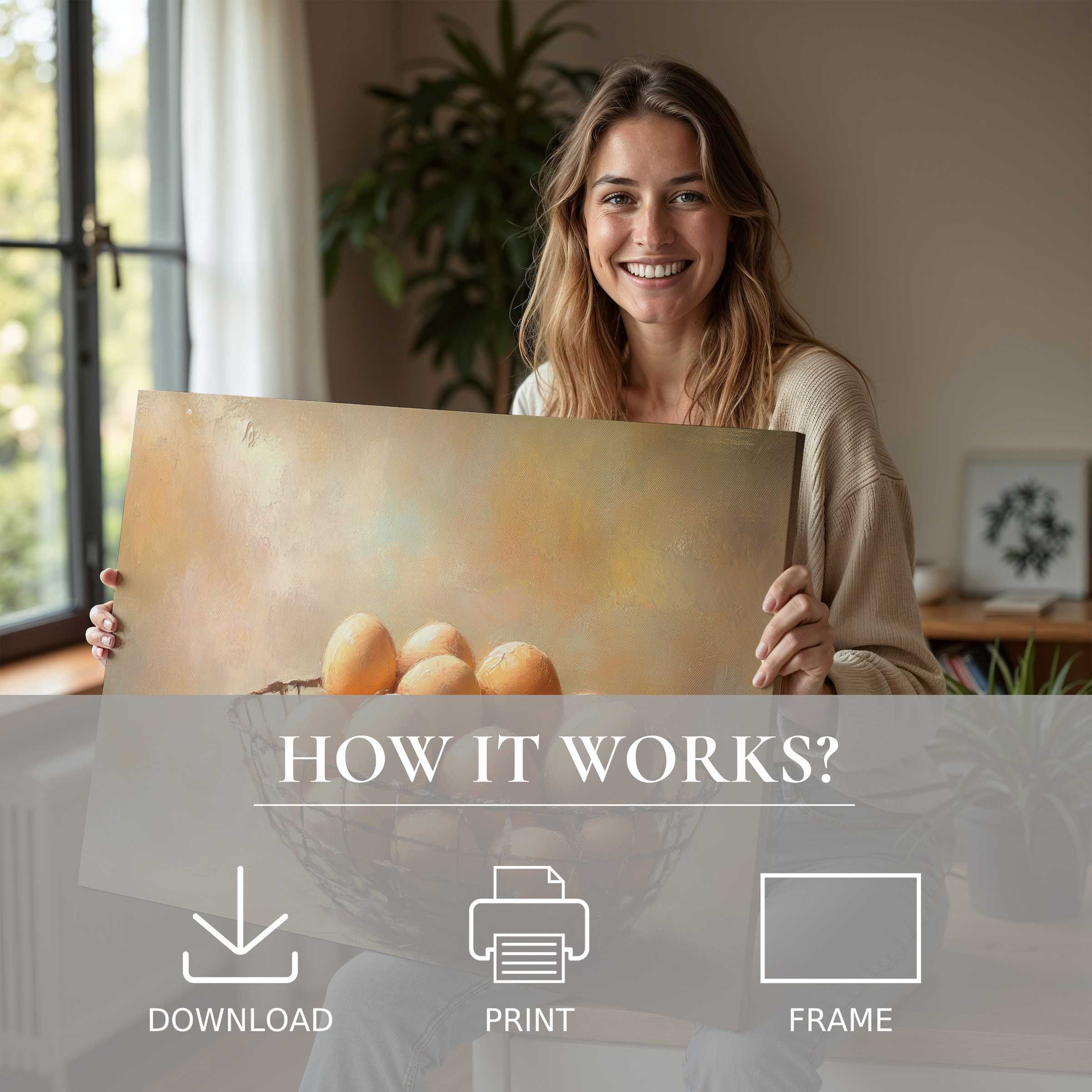 A radiant moment of joy reveals the beauty of farmhouse digital art print, enriching modern living with effortless elegance