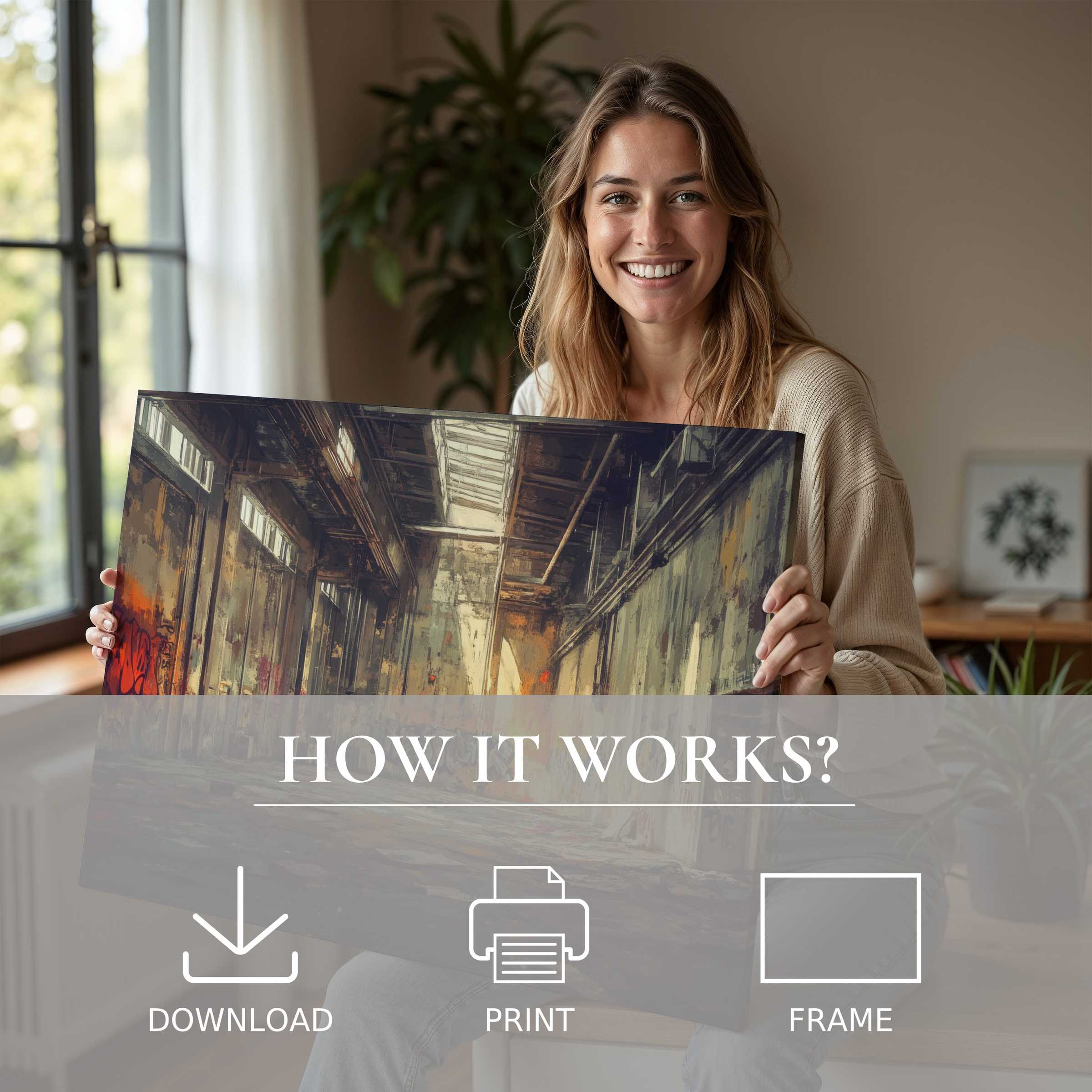 Radiant joy and connection flourish as urban digital art print transforms a modern sanctuary with effortless elegance and warmth