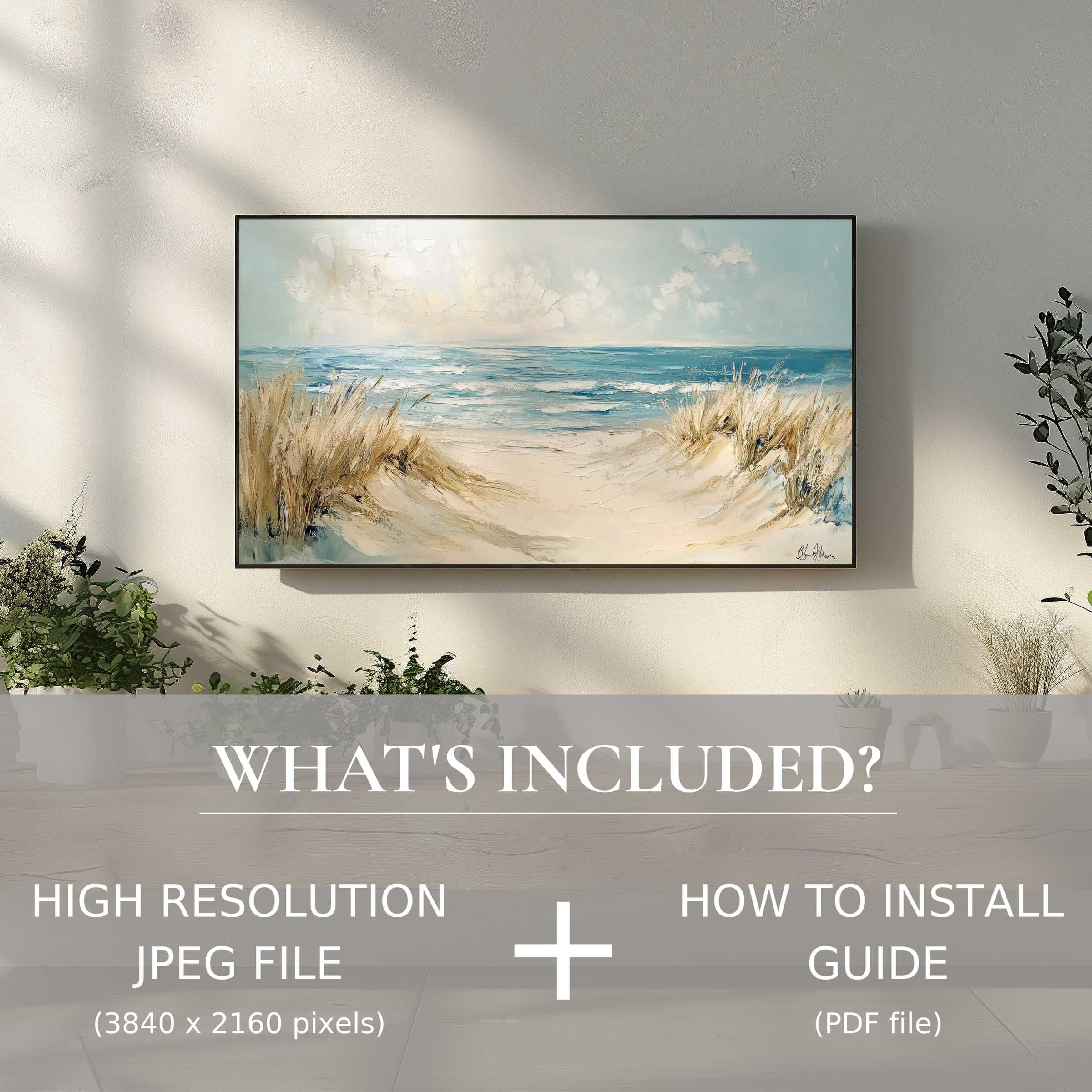 Elegant landscape digital TV art download enhances your chic living space with easy high-res digital use and installation guidance