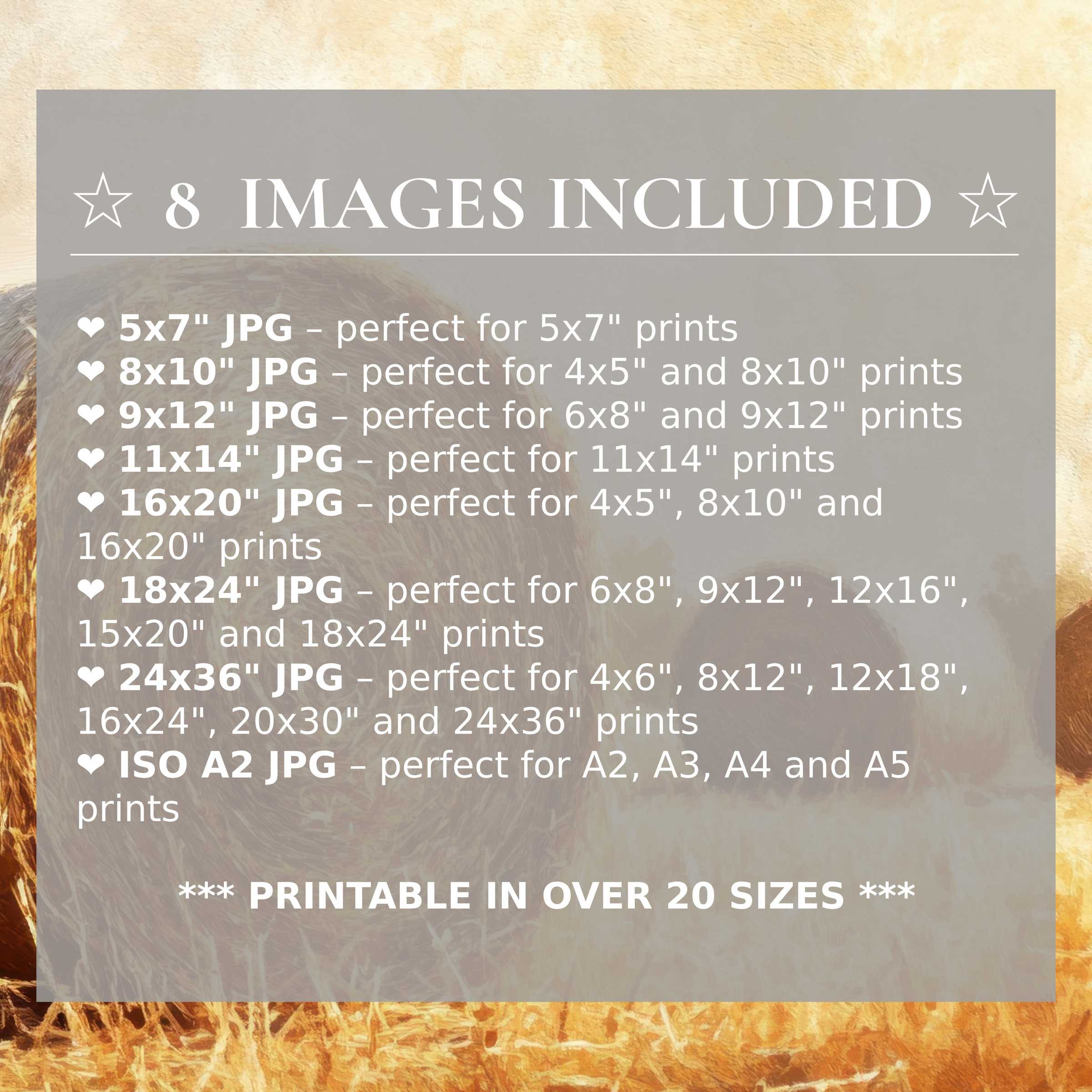 Farmhouse digital print exudes warm, earthy tones and radiant textures, included in 8 high-quality sizes to effortlessly enrich modern interiors with timeless elegance and versatile style
