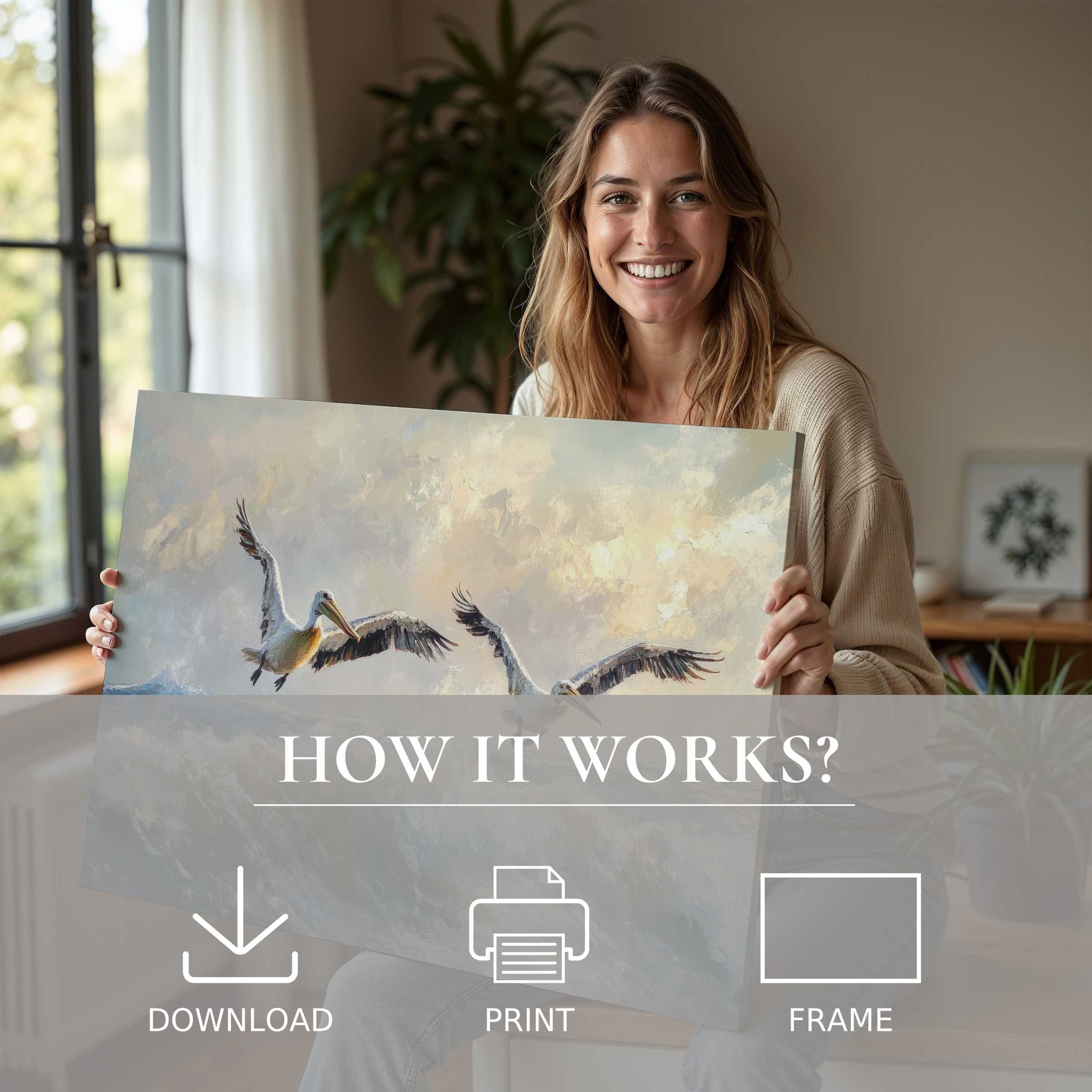 Coastal digital art print bringing serene coastal grace to modern interiors, inspiring joy and authentic connection with nature