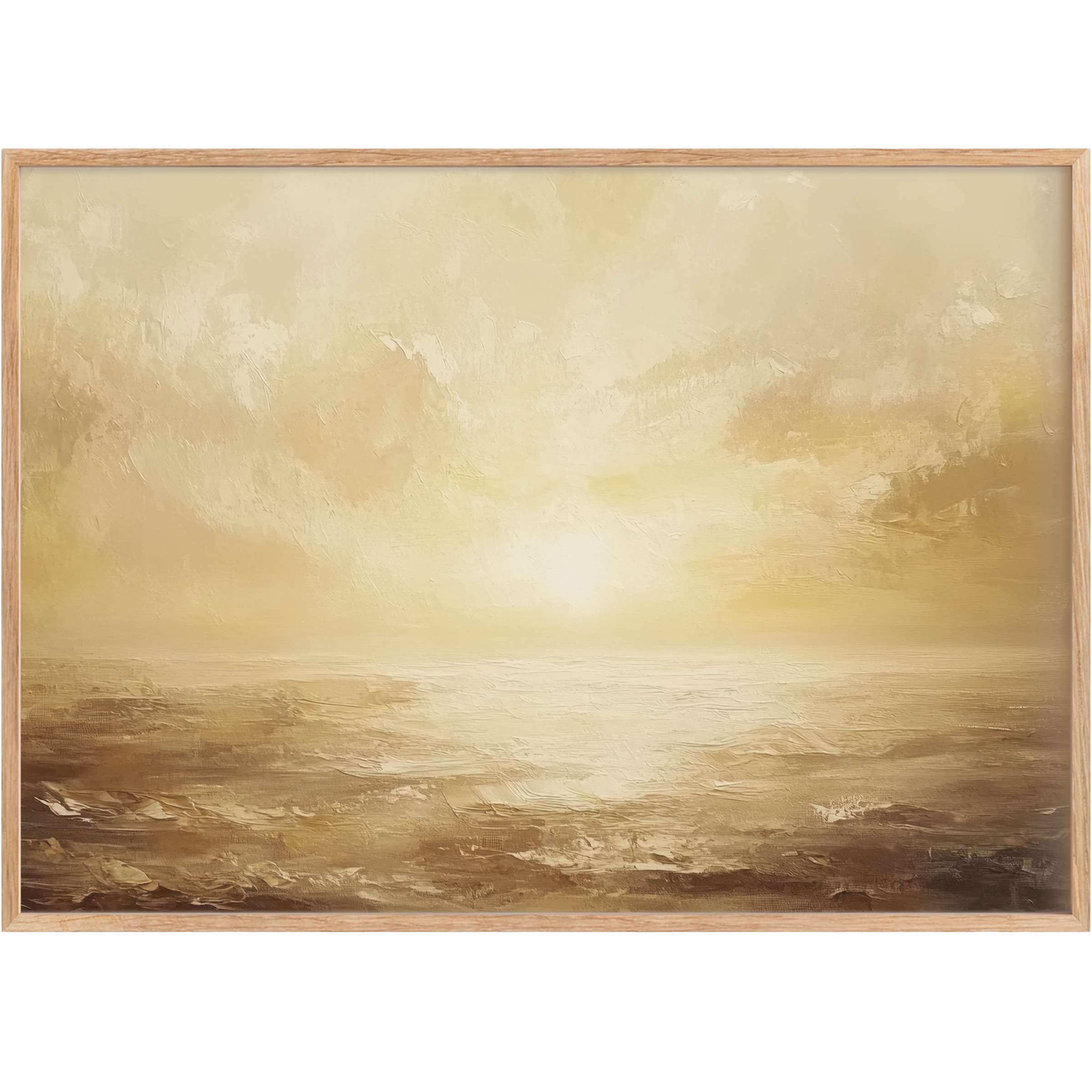 Golden-hued landscape printable wall art, evoking serene warmth and timeless elegance with soft amber and beige tones