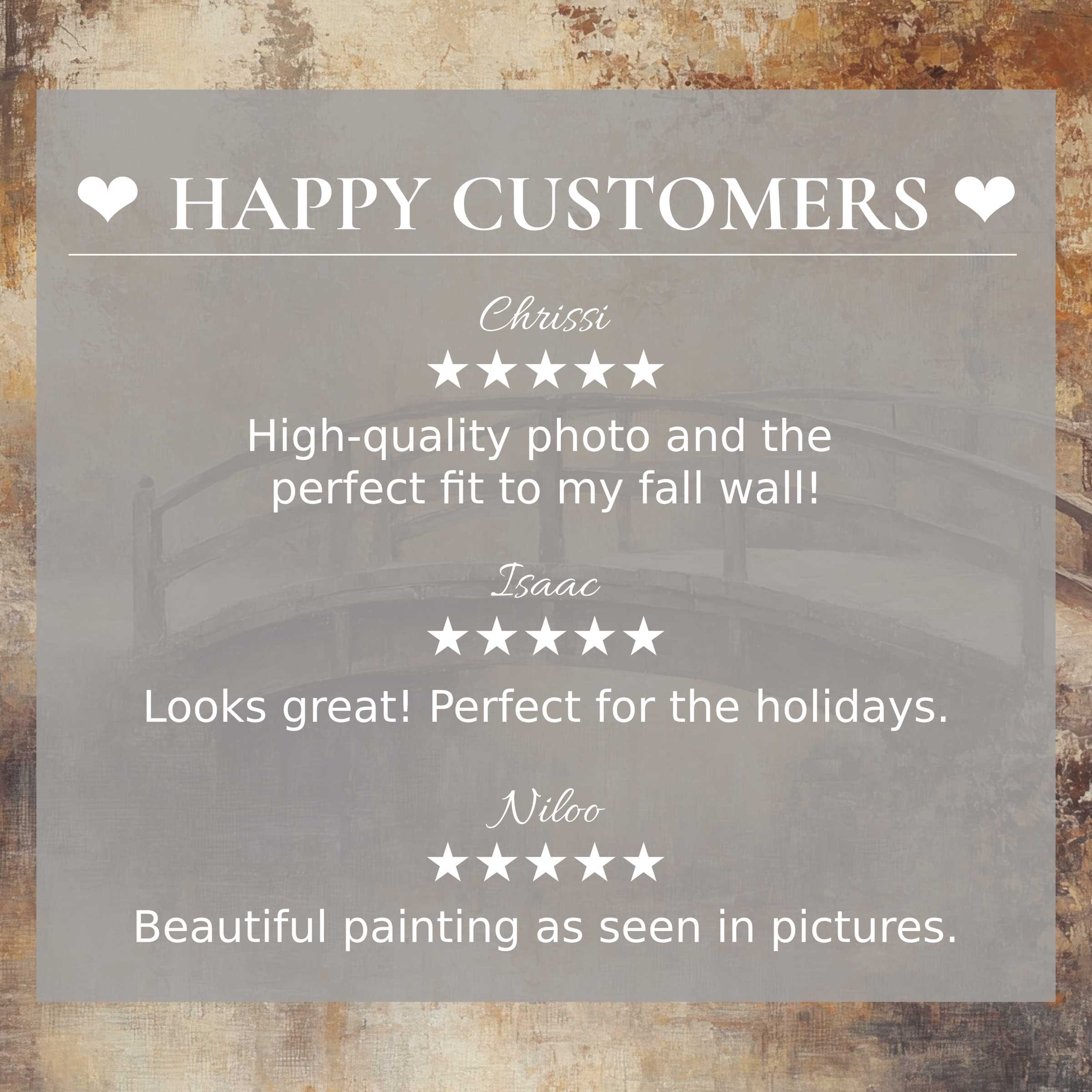 Elegant fall art for Frame TV with abstract warm tones; happy customer reviews build trust and showcase refinement