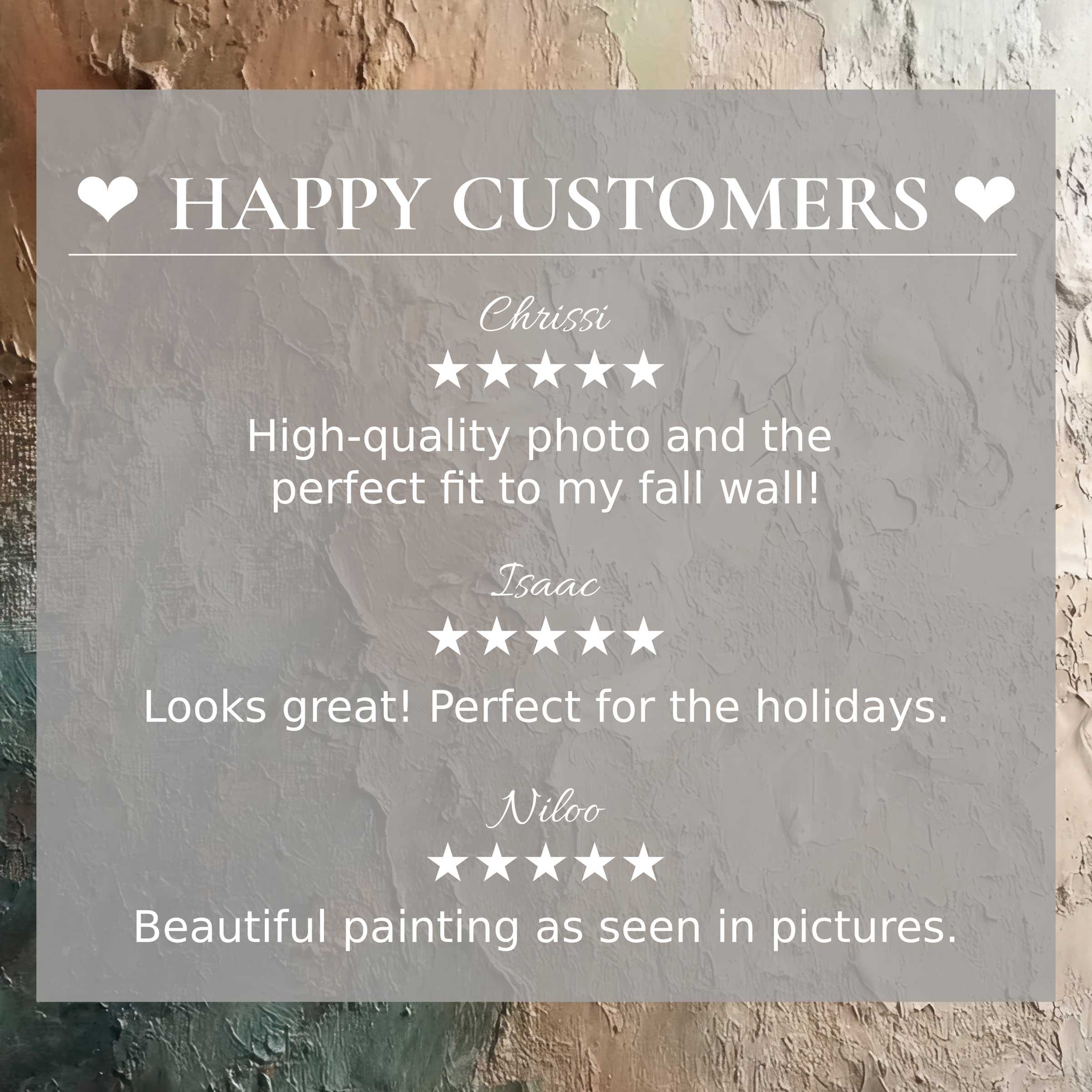 Abstract art for Frame TV with textured sunset hues; happy customer reviews build trust and showcase refined style