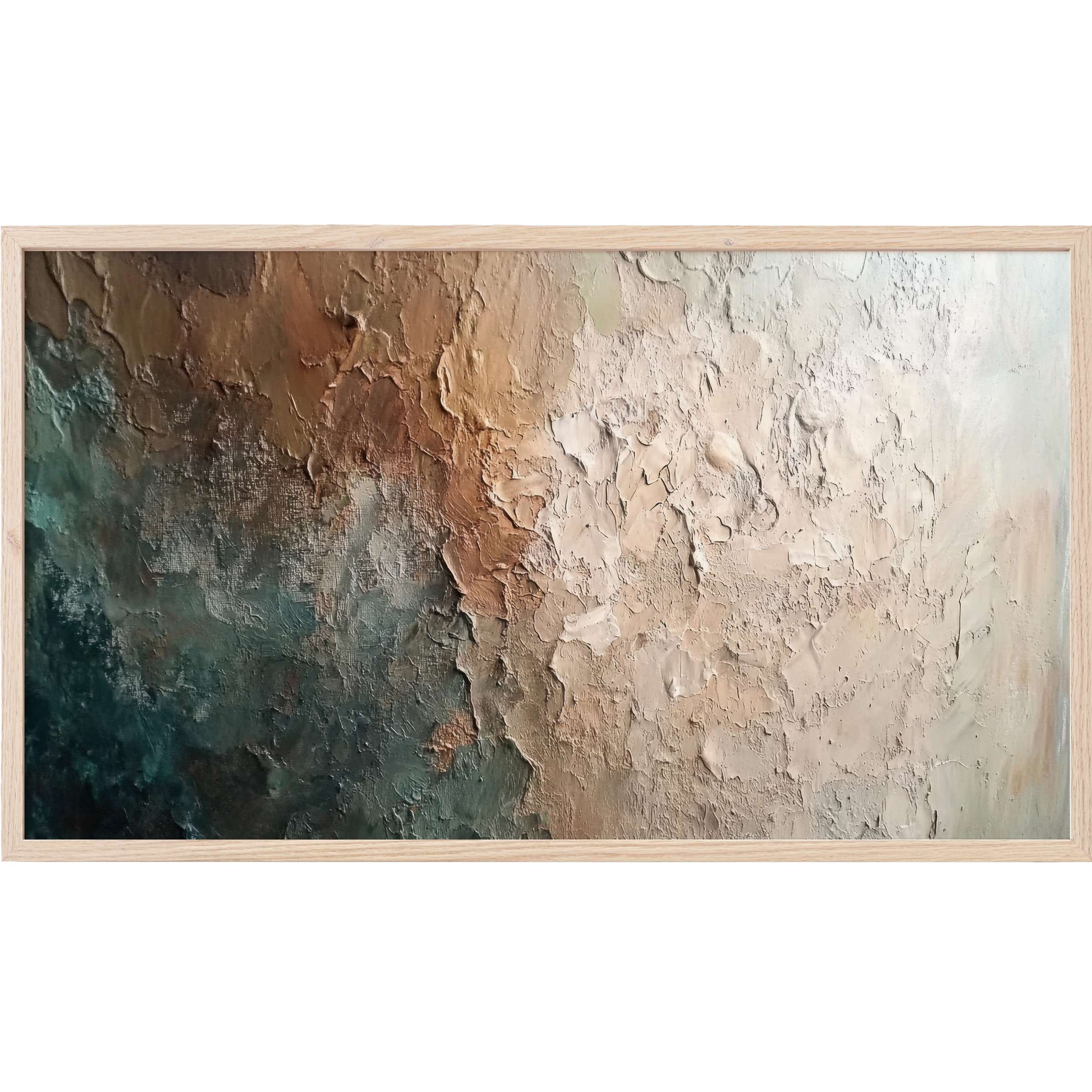 Elegant abstract Frame TV Art with textured layers in earthy browns, soft creams, and muted greens for modern decor