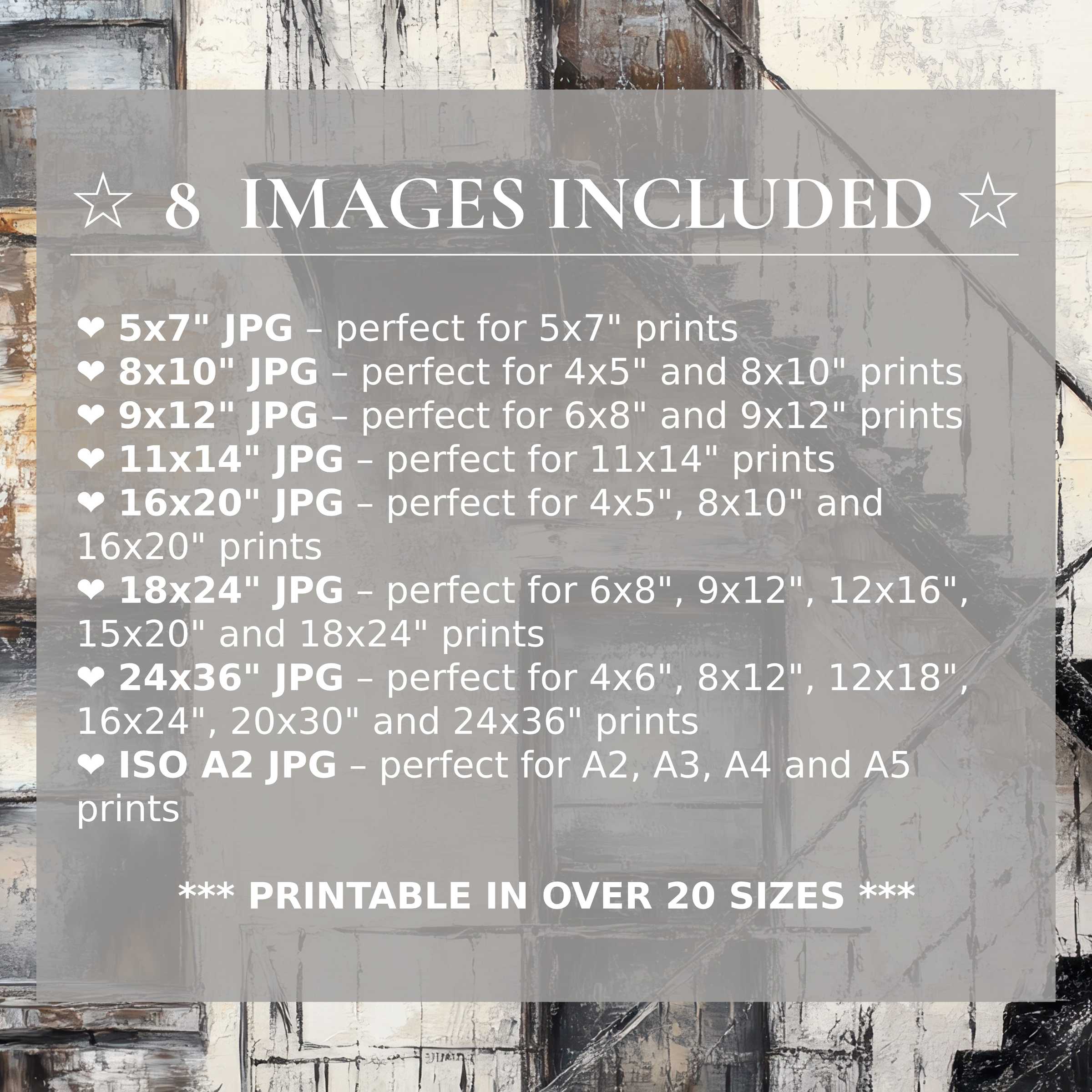 Urban digital print exudes bold, neutral tones with textured grays and whites, offered in 8 high-quality sizes included Elevate modern interiors with versatile, sophisticated style and seamless adaptability