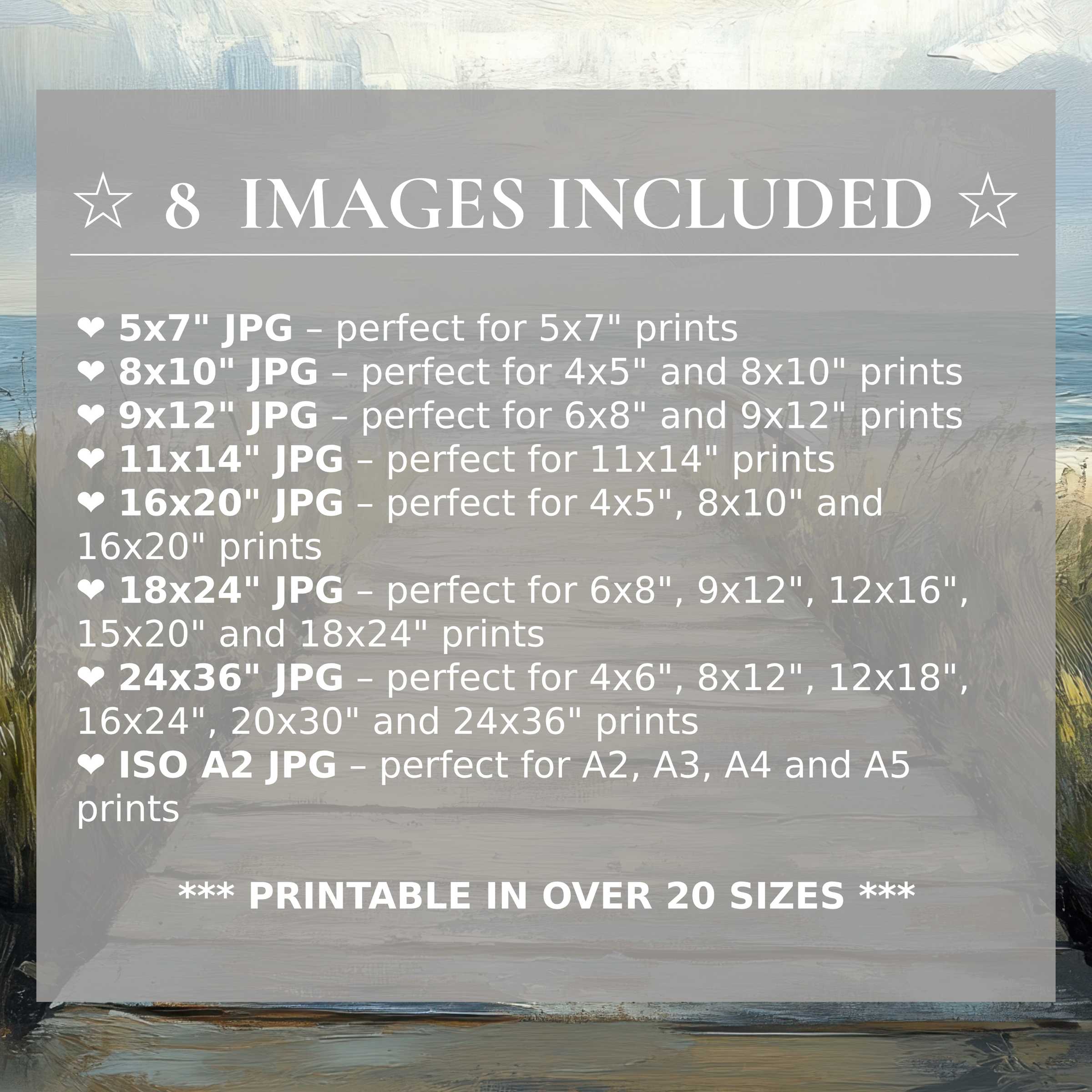 Radiant beach digital print in serene blues and sandy neutrals, enhancing modern interiors with style and 8 high-quality sizes included