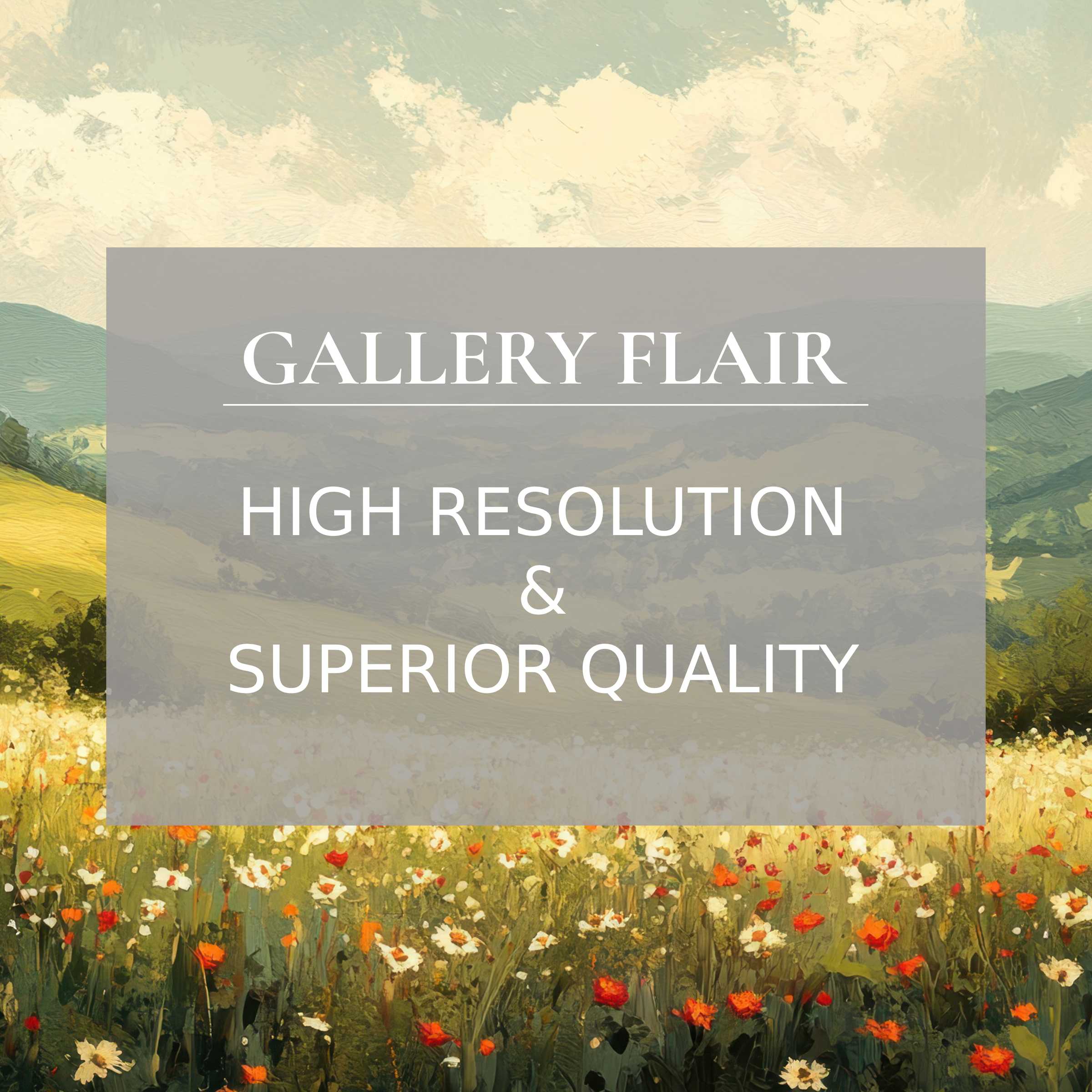 Serene landscape printable art with vibrant wildflowers and soft hills, crafted in exquisite high-resolution detail for luxe modern interiors
