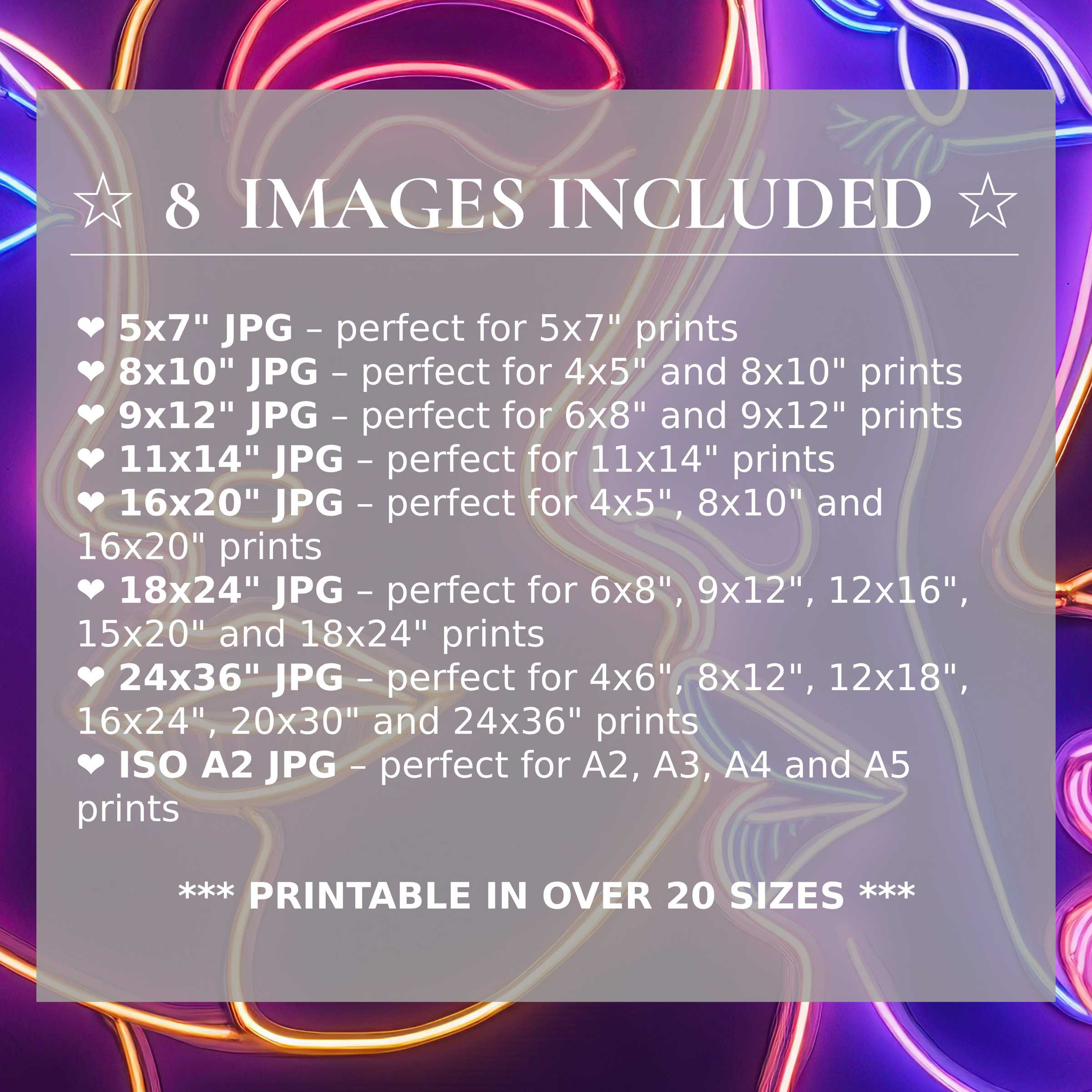 Pop art digital print radiates vibrant neon hues of pink, blue, and orange, elevating modern interiors with bold elegance Includes 8 high-res sizes for seamless styling flexibility