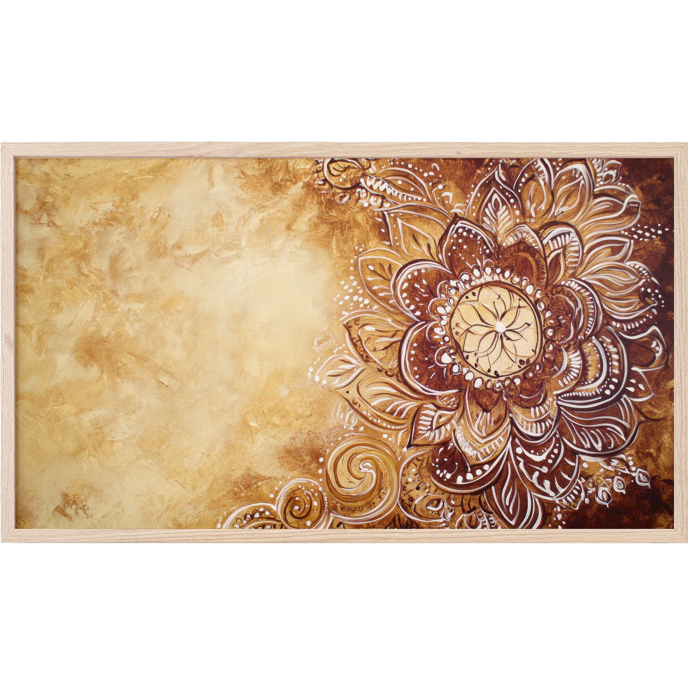 Boho Frame TV Art with intricate floral mandala in warm browns and golds, blending elegance with rustic charm