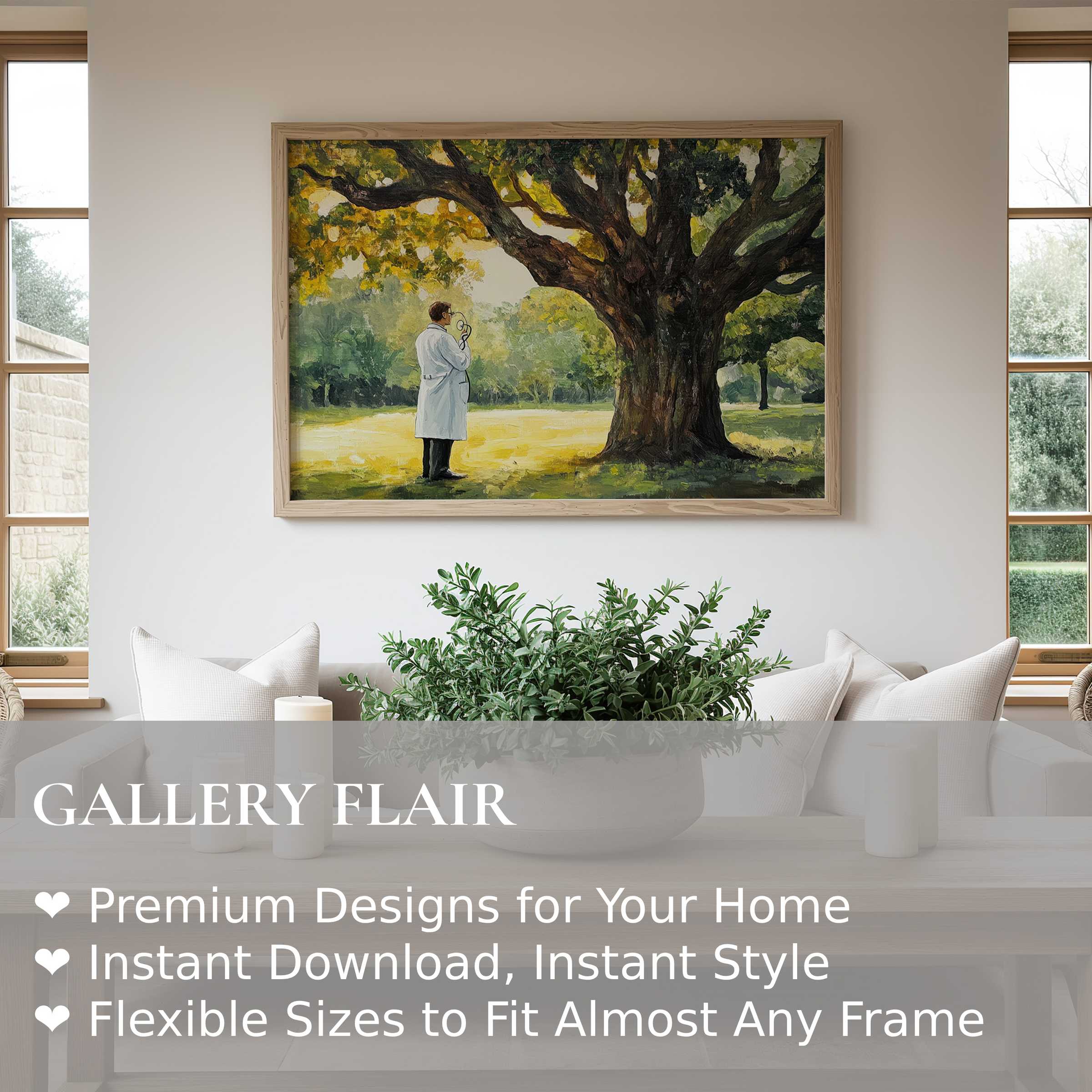 Contemplative street art wall art print capturing serene nature and human connection, perfect for refined modern interiors