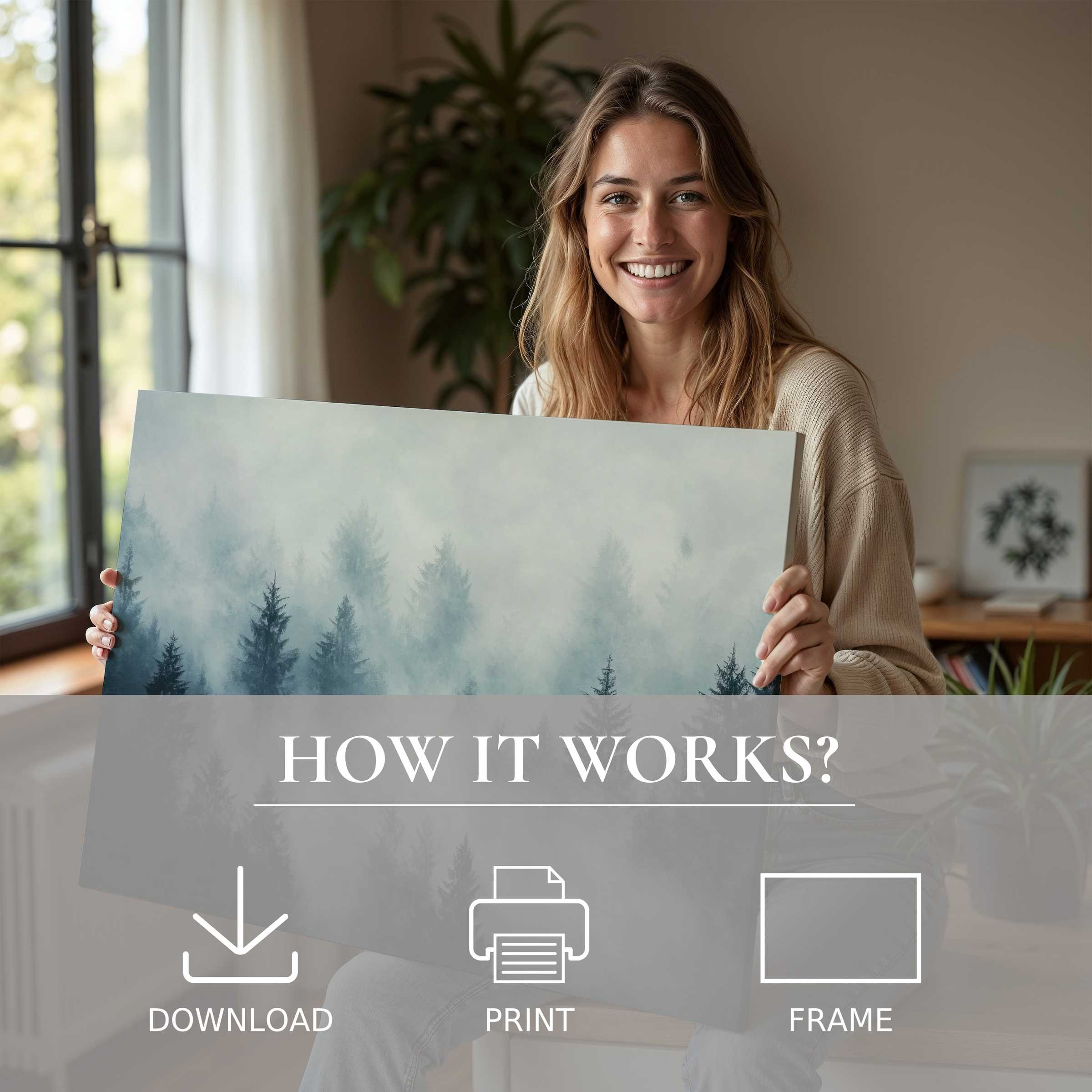 Radiate calm and connection with this tree digital art print, softly embraced in a modern home’s warm light