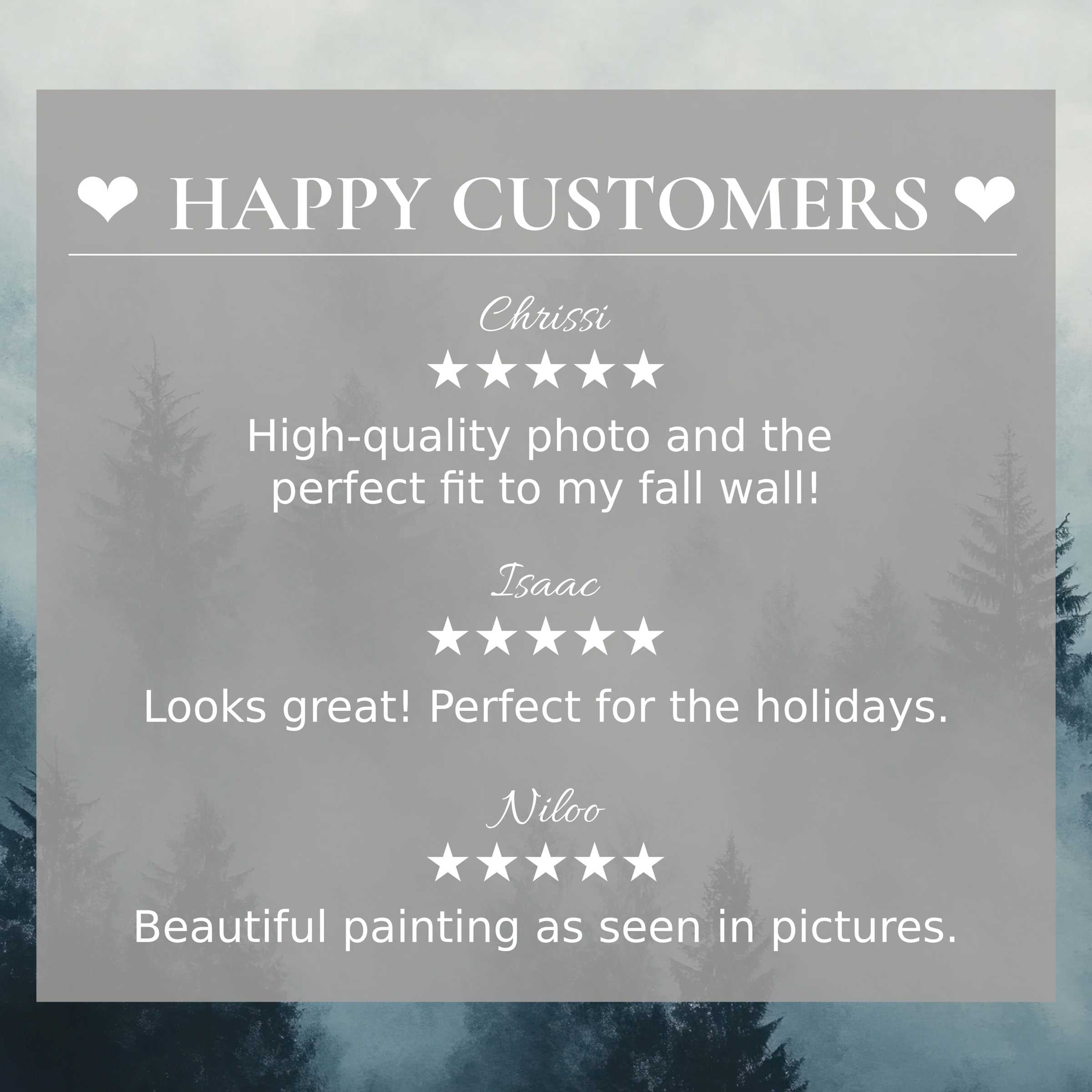 Elegant trees art for Frame TV with abstract sunset hues, featuring happy customer reviews that inspire trust and style