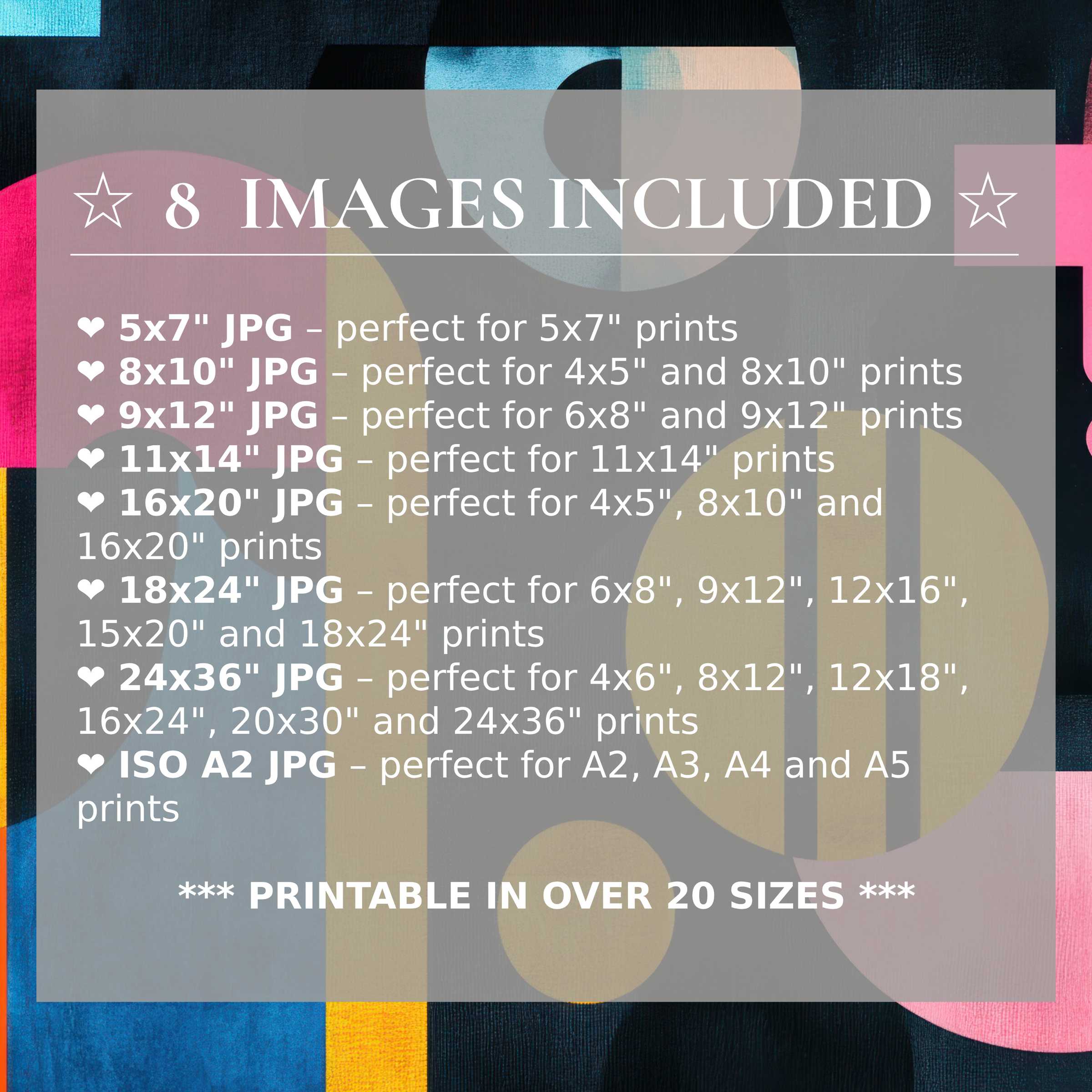 Bold and radiant modern digital print in blues, pinks, and golds, elevating interiors with style and 8 high-quality sizes included