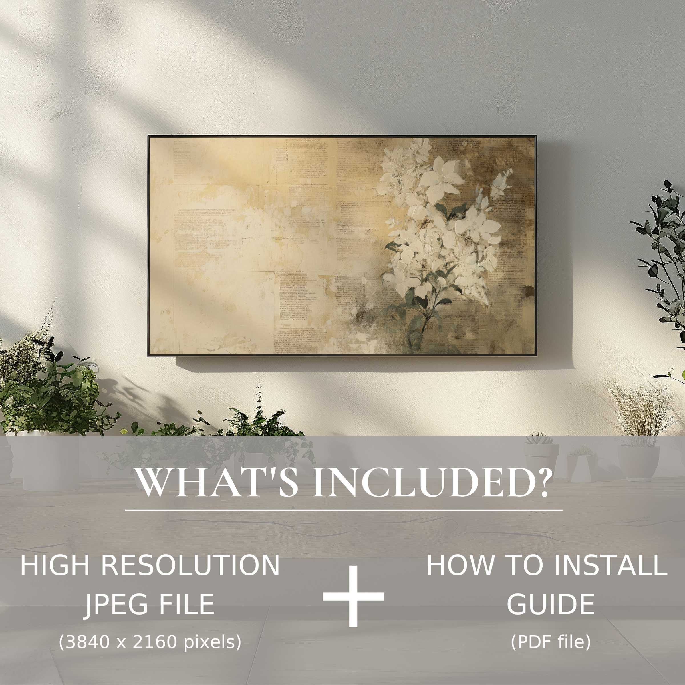 Elegant botanical digital TV art download with effortless use, enhancing modern living spaces with timeless style